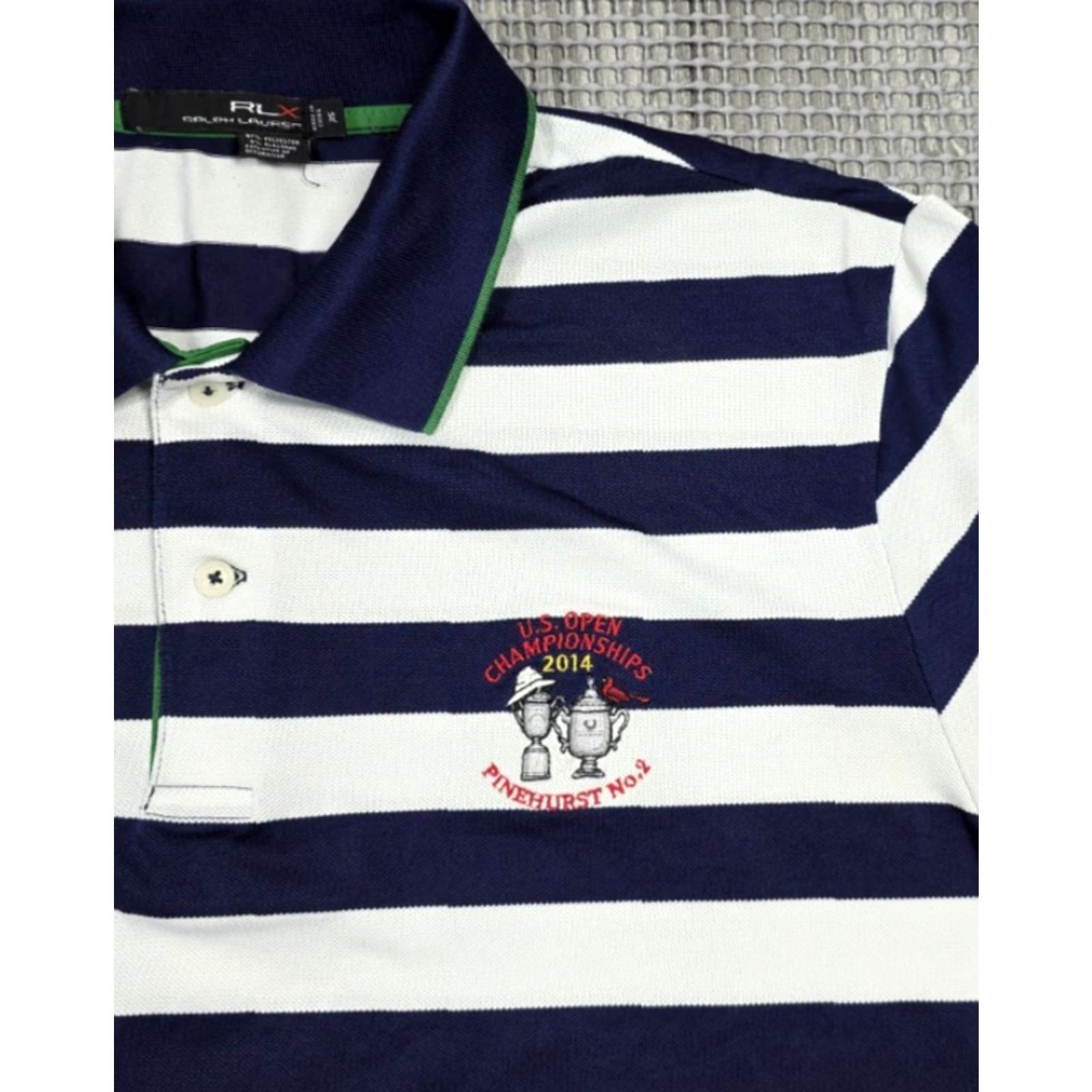 Ralph Lauren Ralph Lauren RLX Polo Golf Shirt Mens XL Blue White Stripe RLX Pinehurst US Open Patch Size US XL / EU 56 / 4 - 4 Thumbnail