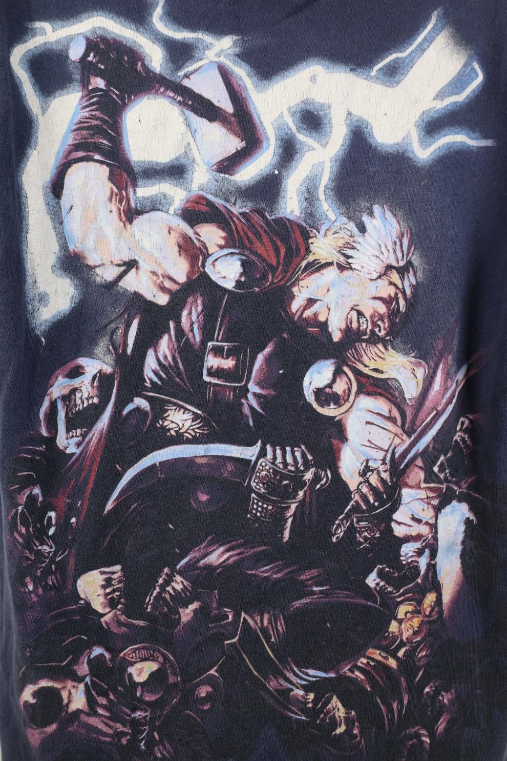 Vintage Vintage Marvel Comics Thor Lightning Hammer T-Shirt Blue Size M / US 6-8 / IT 42-44 - 4 Thumbnail