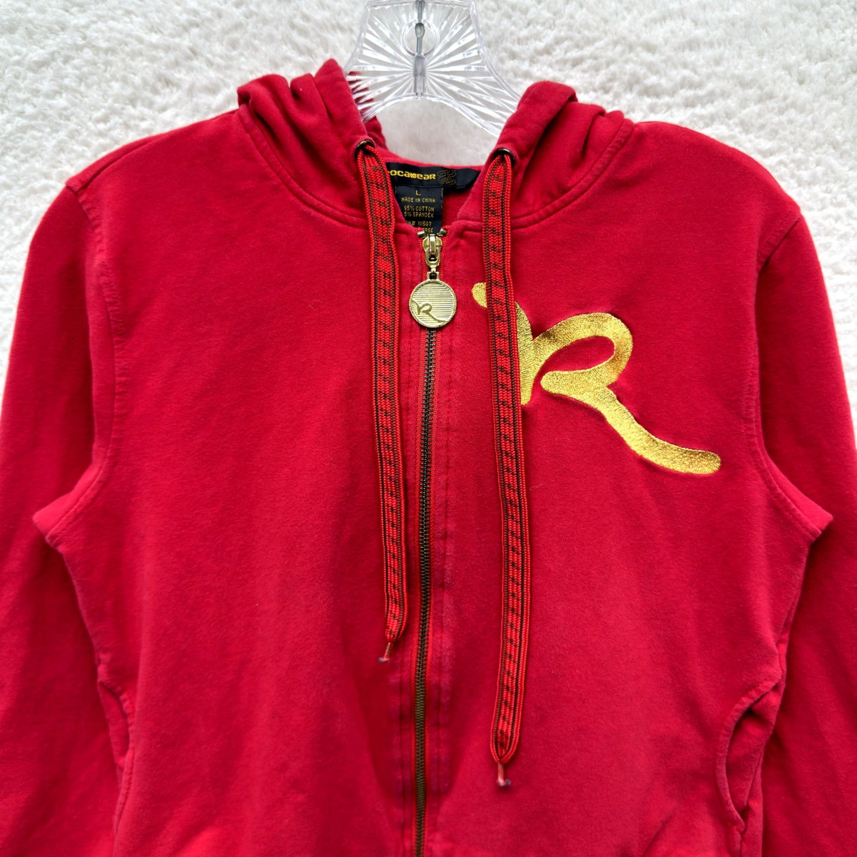 Rocawear VINTAGE Rocawear Hoodie Sweater Jacket Large Red Logo Y2K McBling Cyber Fairy Ladies/Adults? Size L / US 10 / IT 46 - 3 Thumbnail