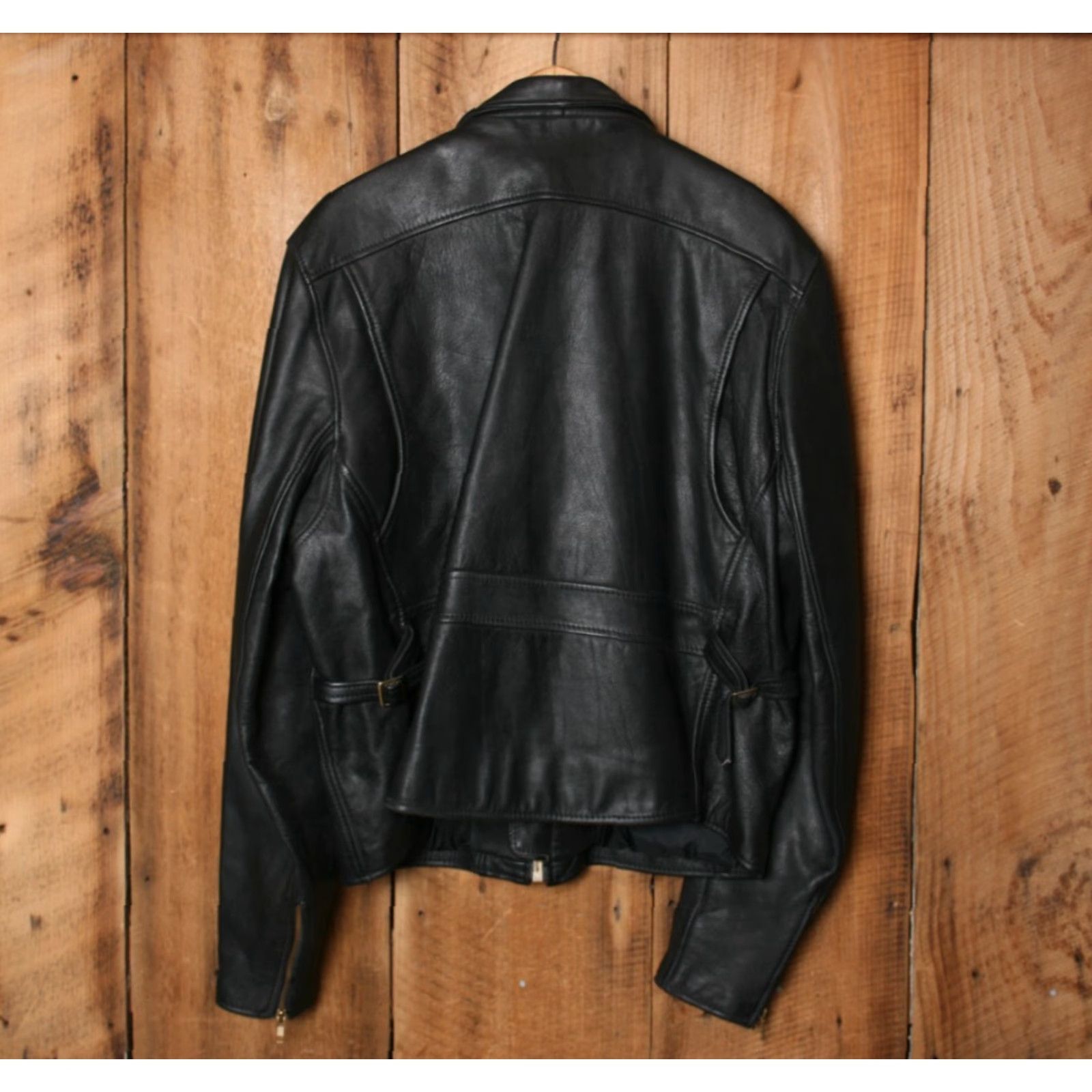 Vintage VINTAGE Steinmark Black Leather Motorcycle Jacket Mens Sz. 52 Regular Size 52 - Missing Liner - Mens Leather Motorcycle Jacket Black Bau Size US L / EU 52-54 / 3 - 5 Thumbnail