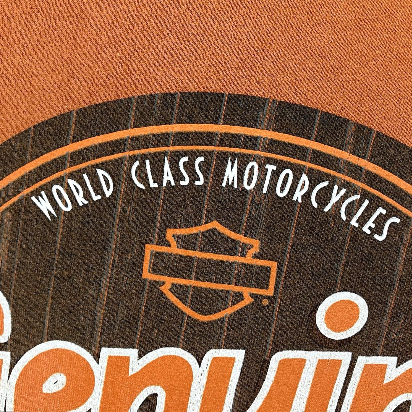 Harley Davidson Harley-Davidson Motorcycle T-Shirt Unisex Adults XL Orange Graphic Print Biker Retro Size US XL / EU 56 / 4 - 7 Thumbnail