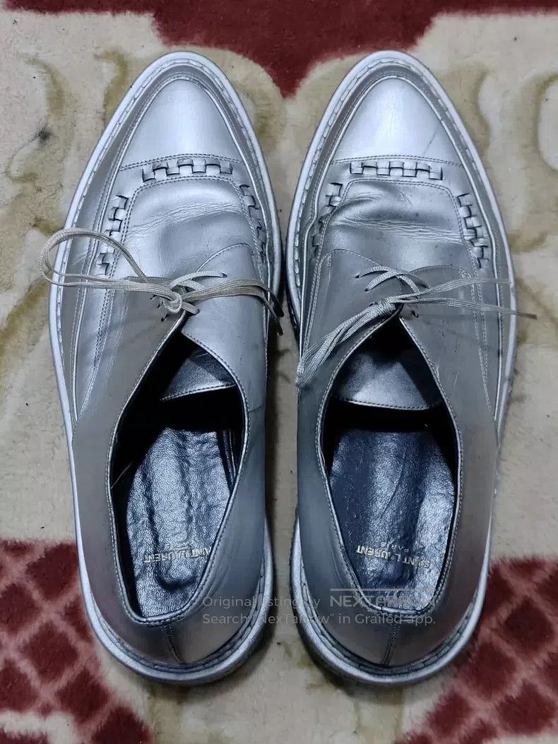 Saint Laurent Paris Saint Laurent Paris Silver Wedge Shoes Size US 11 / EU 44 - 3 Thumbnail