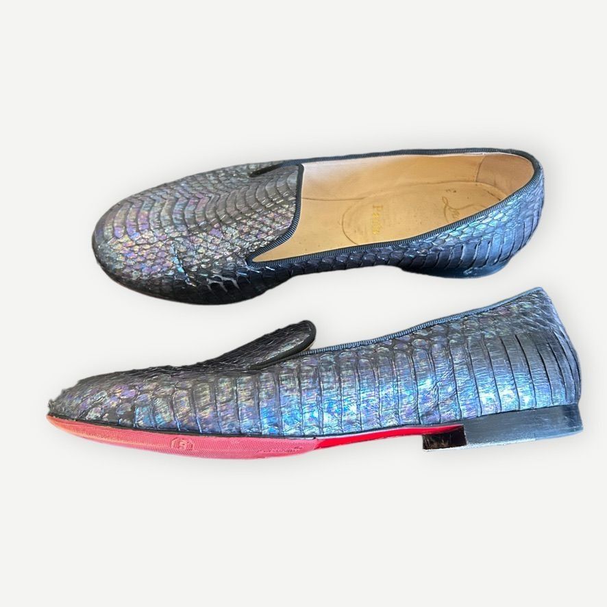 Christian Louboutin CHRISTIAN LOUBOUTIN Iridescent Python Loafers 36 6 Blue Flat Size US 5 / IT 35 - 2 Thumbnail