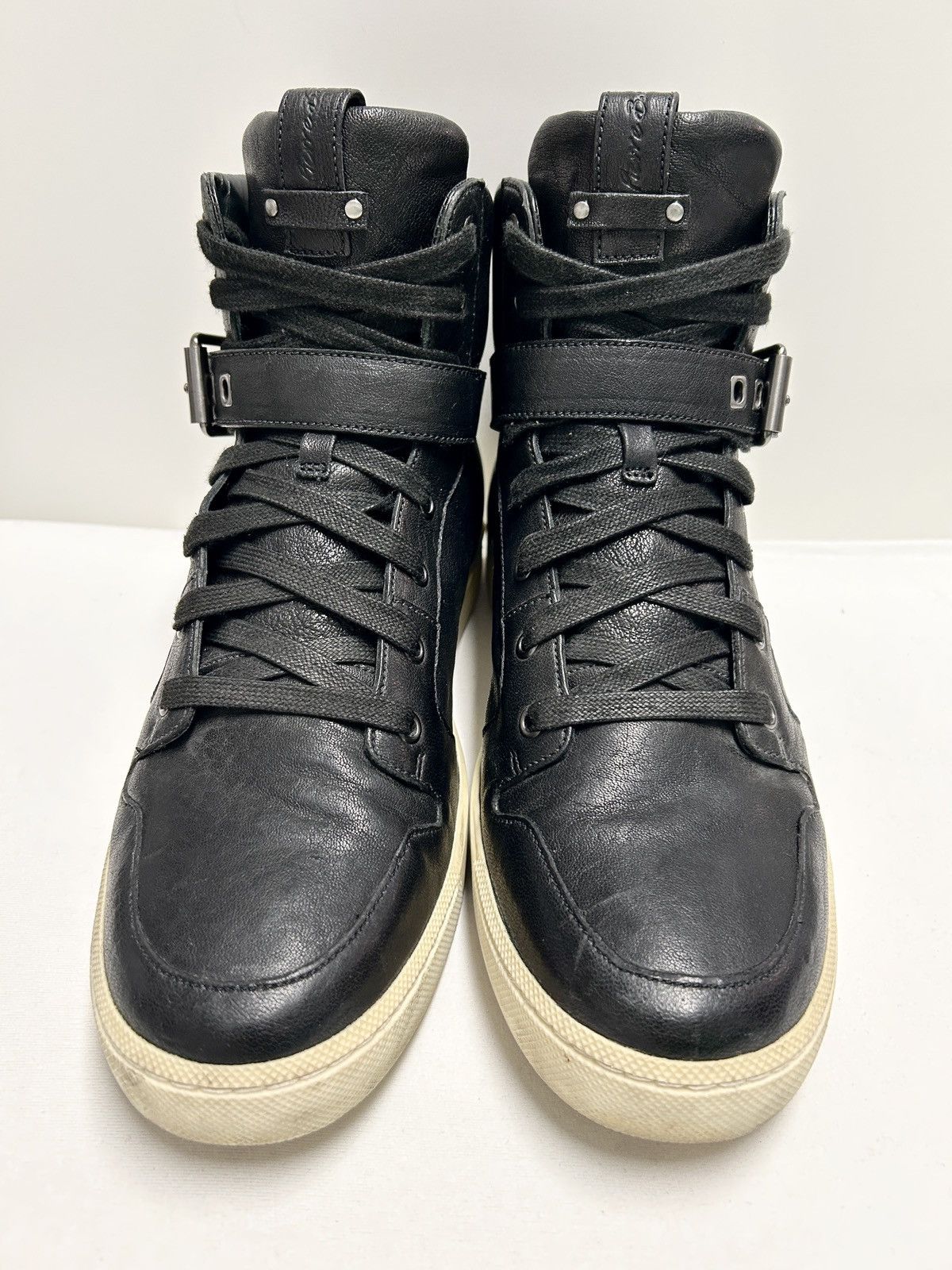 Balmain 2012 Buckle Strap Leather High-Top Sneakers Size US 10 / EU 43 - 2 Thumbnail