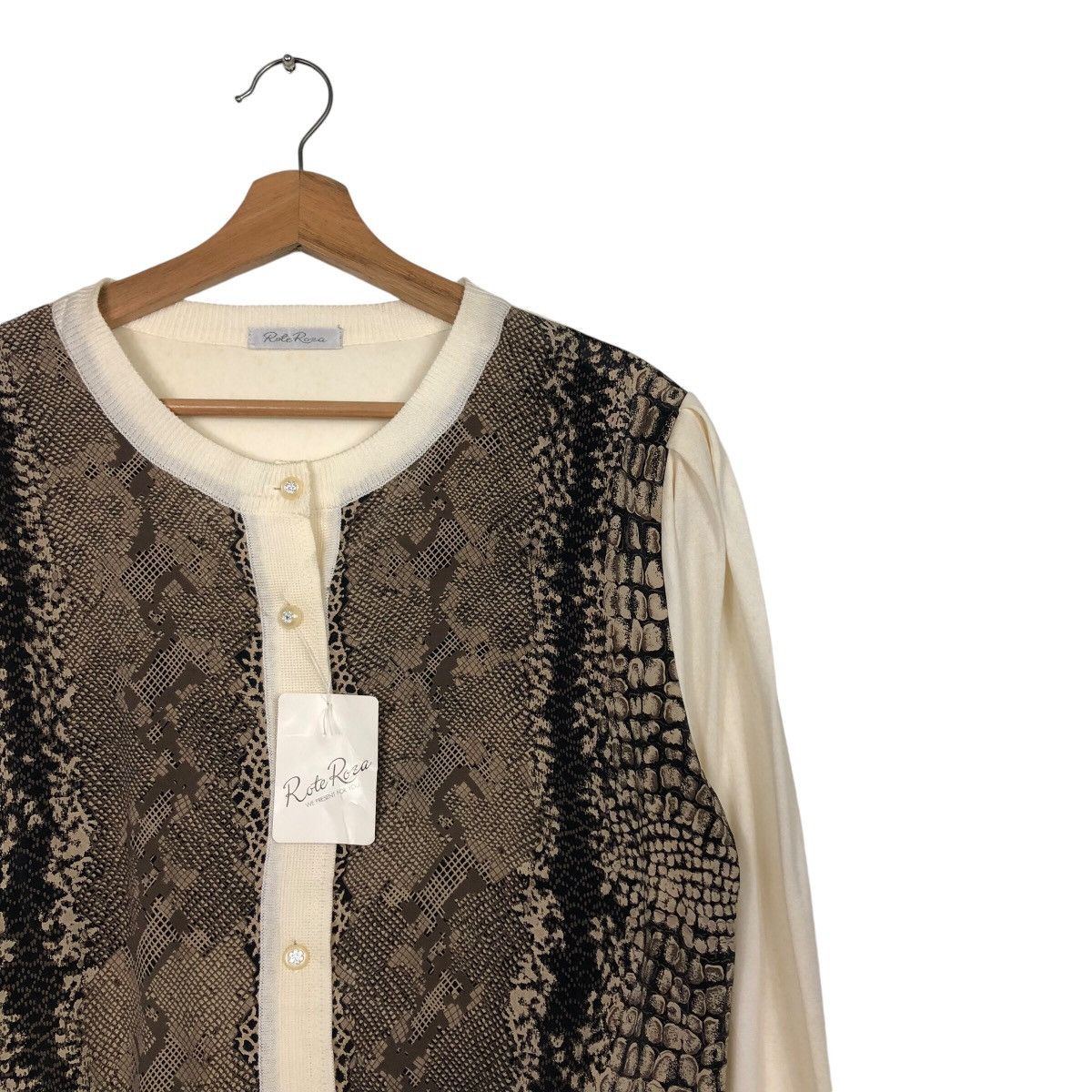 Japanese Brand 📌Vintage Cardigan Button Rote Roza Snake Skin Design Size US M / EU 48-50 / 2 - 7 Thumbnail
