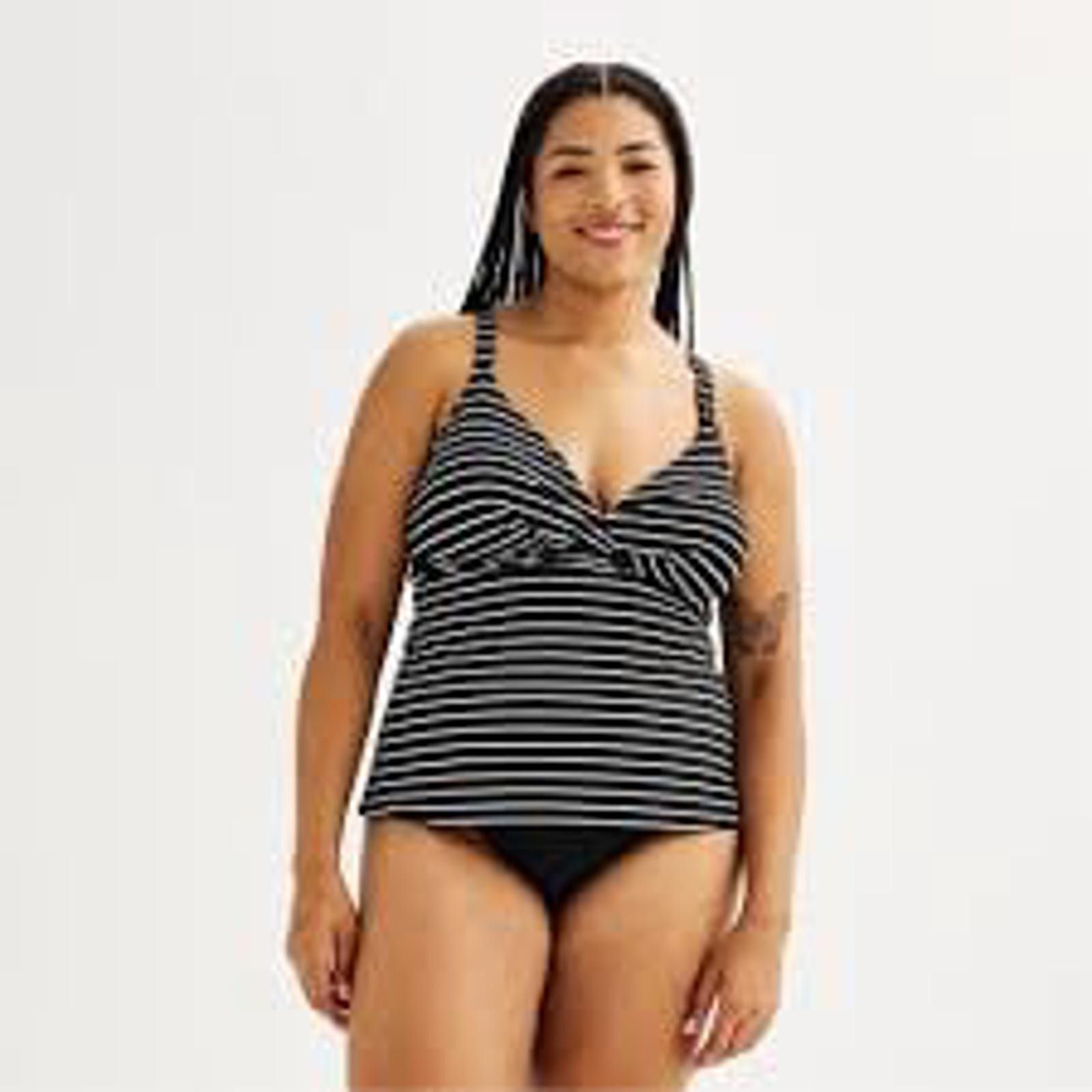 Other Freshwater Black and White Striped Tankini Top 3X Size ONE SIZE - 1 Thumbnail