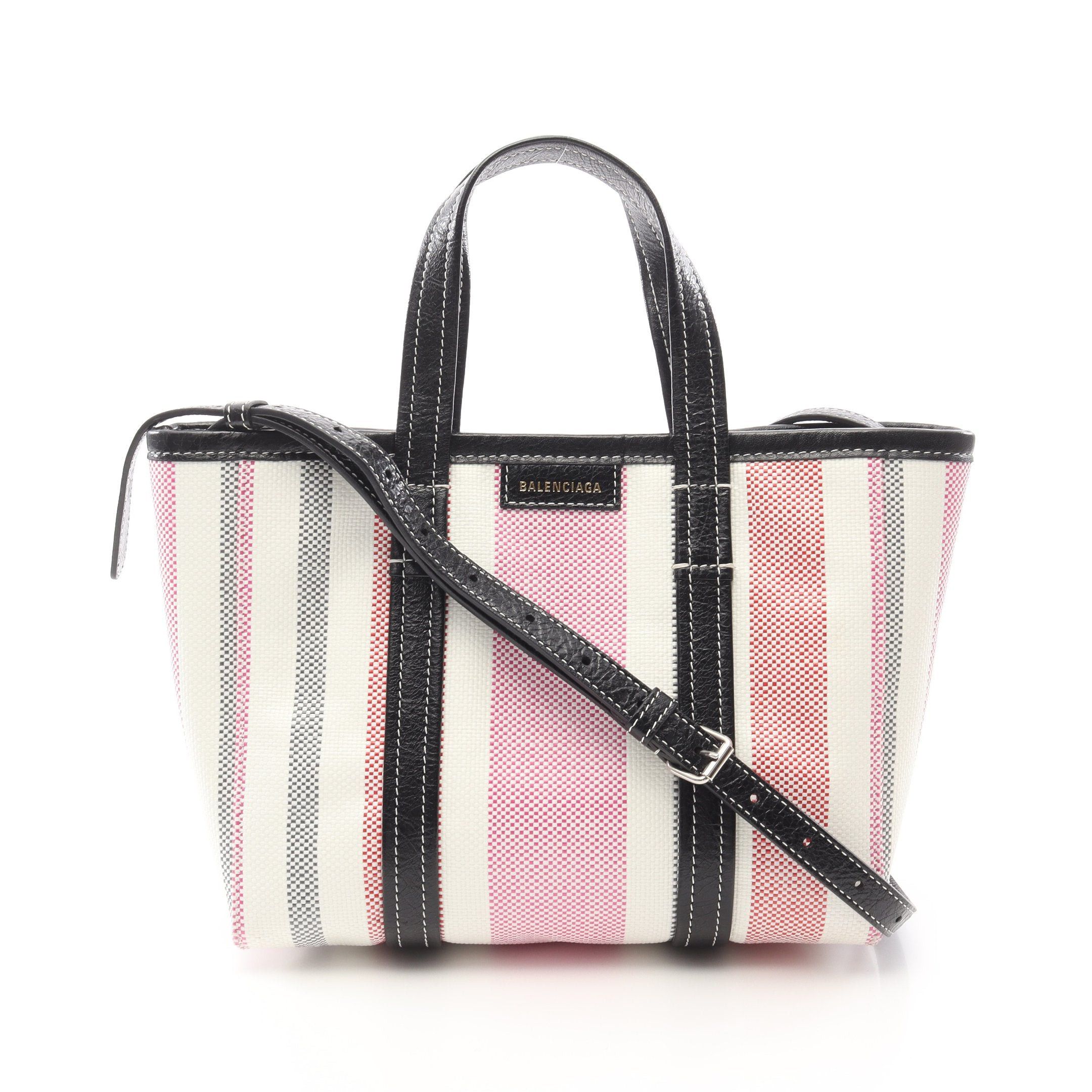 Balenciaga Balenciaga Barbes Small Handbag Leather Raffia Black White Pink Purple Size ONE SIZE - 1 Thumbnail