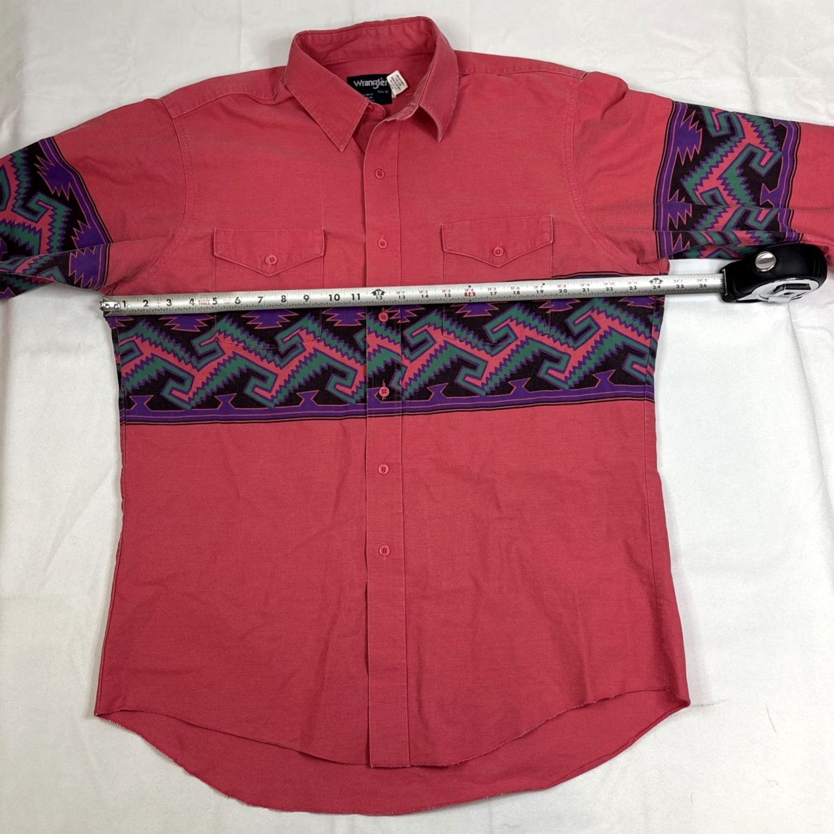 Wrangler VINTAGE Wrangler Brushpopper Button-Down Pink Aztec X Large Geometric Shirt Mens Size US XL / EU 56 / 4 - 3 Thumbnail