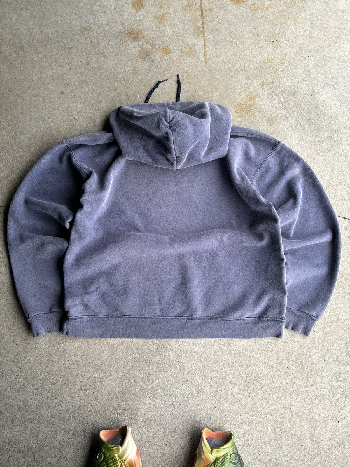 Vintage Crazy 90s Sunfaded Navy Smoke Haze Archive Hoodie A4356H Size US XL / EU 56 / 4 - 4 Thumbnail