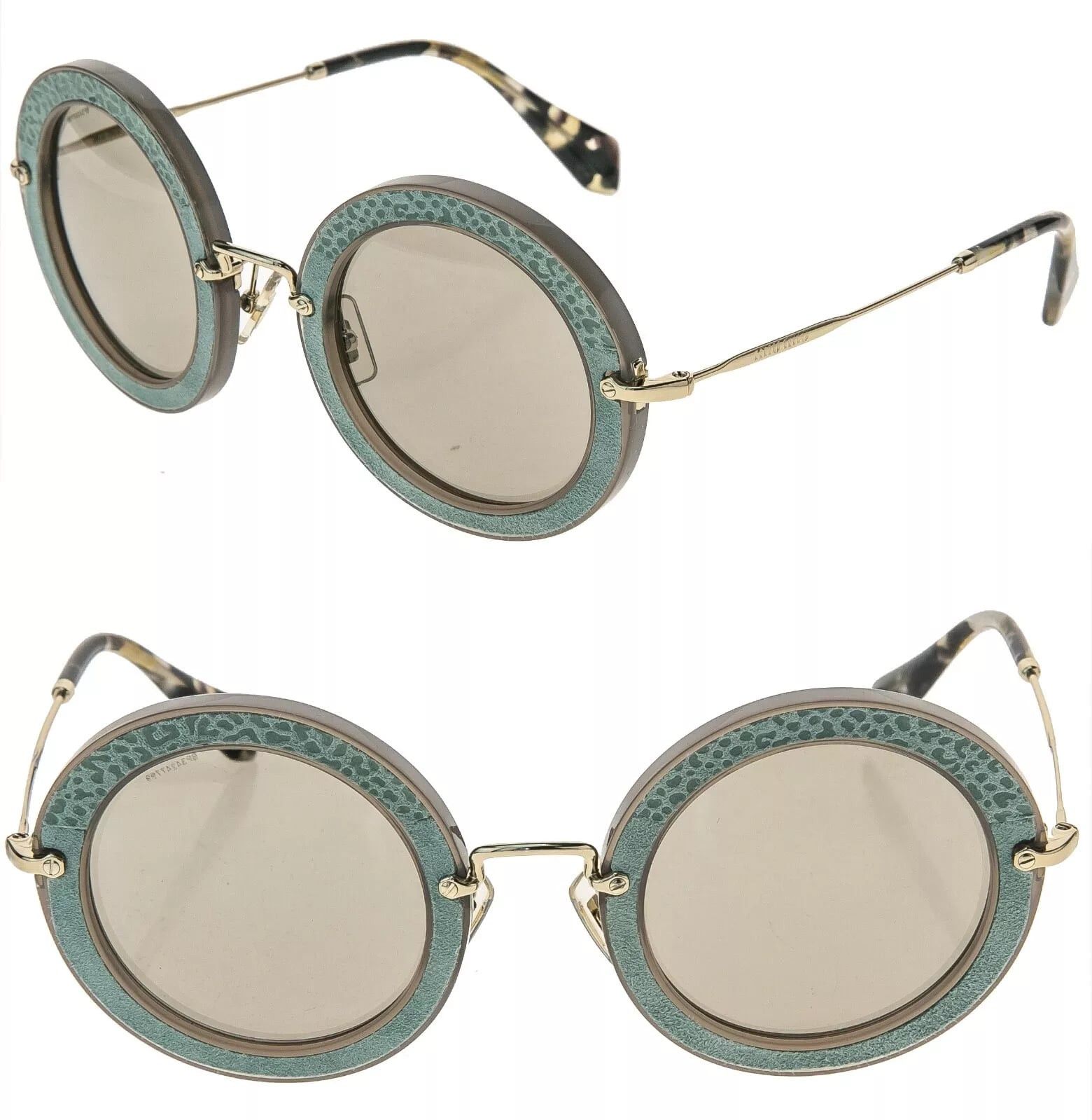 Miu Miu MIU MIU 08R ANIMAL Print LEATHER Round Sunglasses MU08RS Size ONE SIZE - 1 Thumbnail
