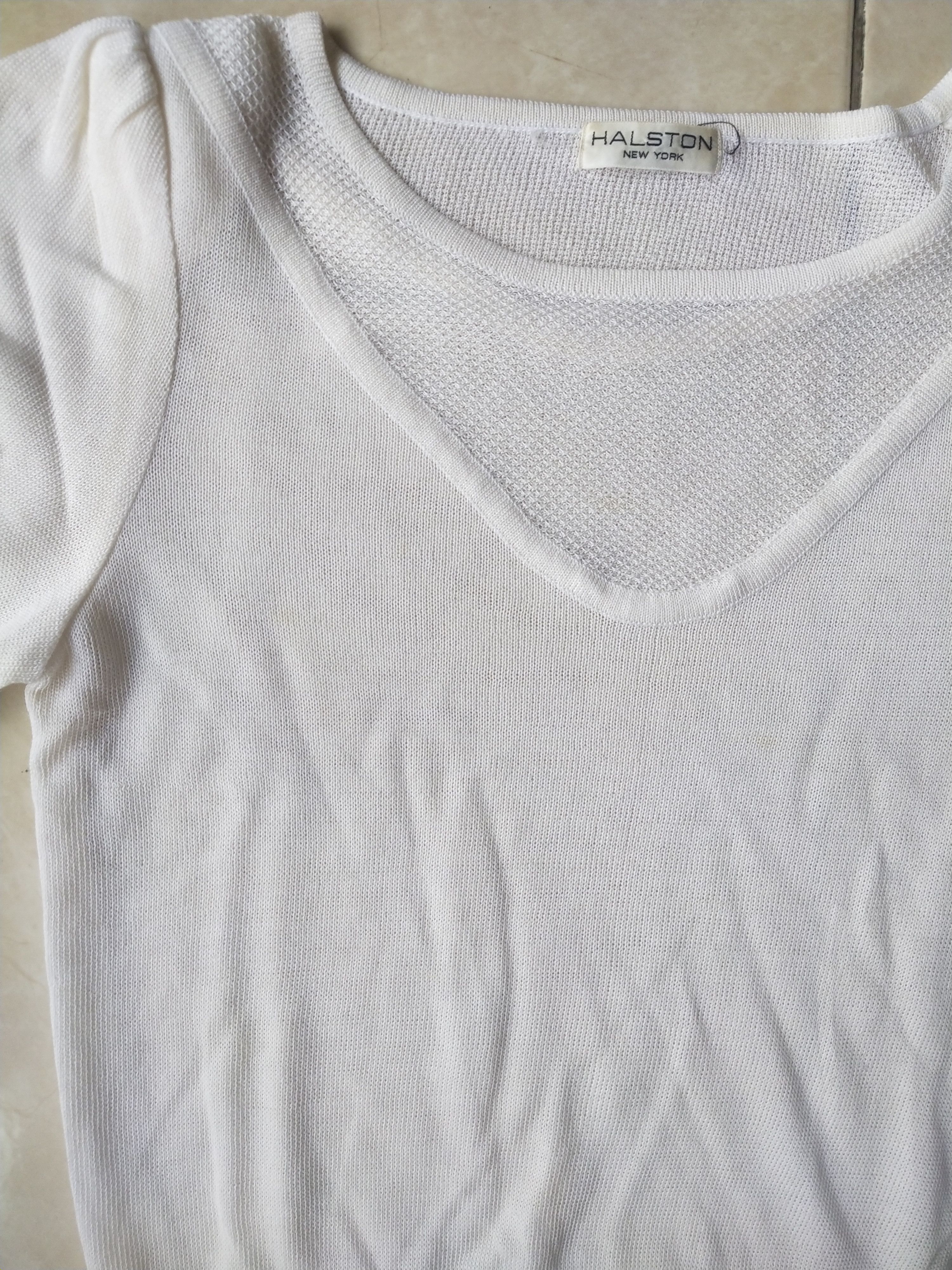 Halston Vintage 2000s Halston New York Knit Top White Size M / US 6-8 / IT 42-44 - 2 Thumbnail