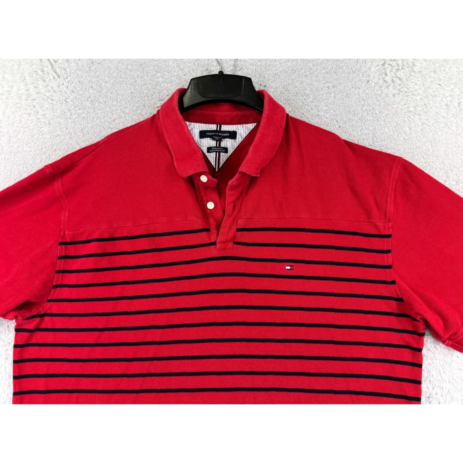 Tommy Hilfiger Tommy Hilfiger Polo Shirt Men XL Red Blue Stripe Cotton Knit Golf Activewear Size US XL / EU 56 / 4 - 4 Thumbnail