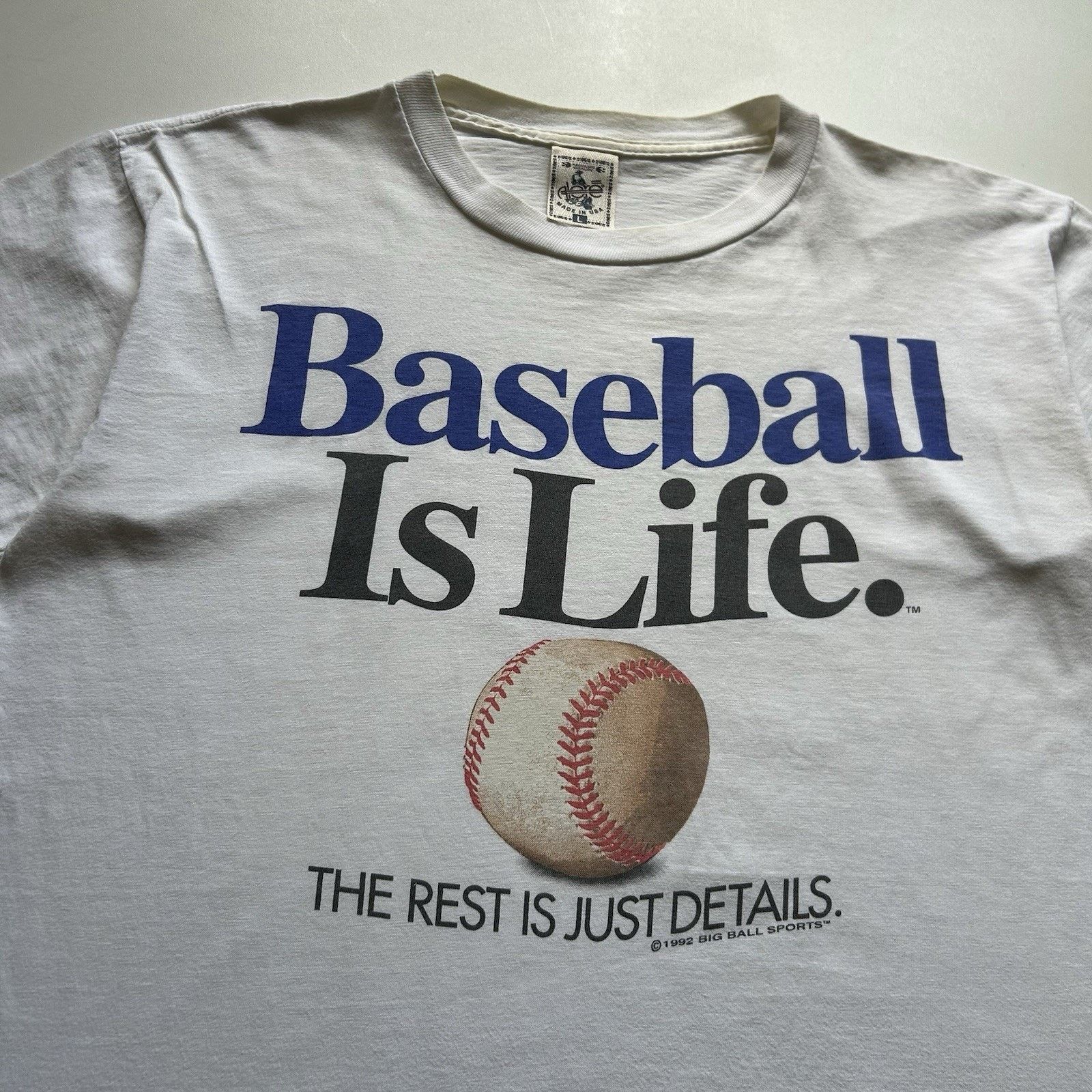 Vintage Vintage 90s Baseball Is Life T-Shirt Large White 1992 Funny Size US L / EU 52-54 / 3 - 2 Thumbnail