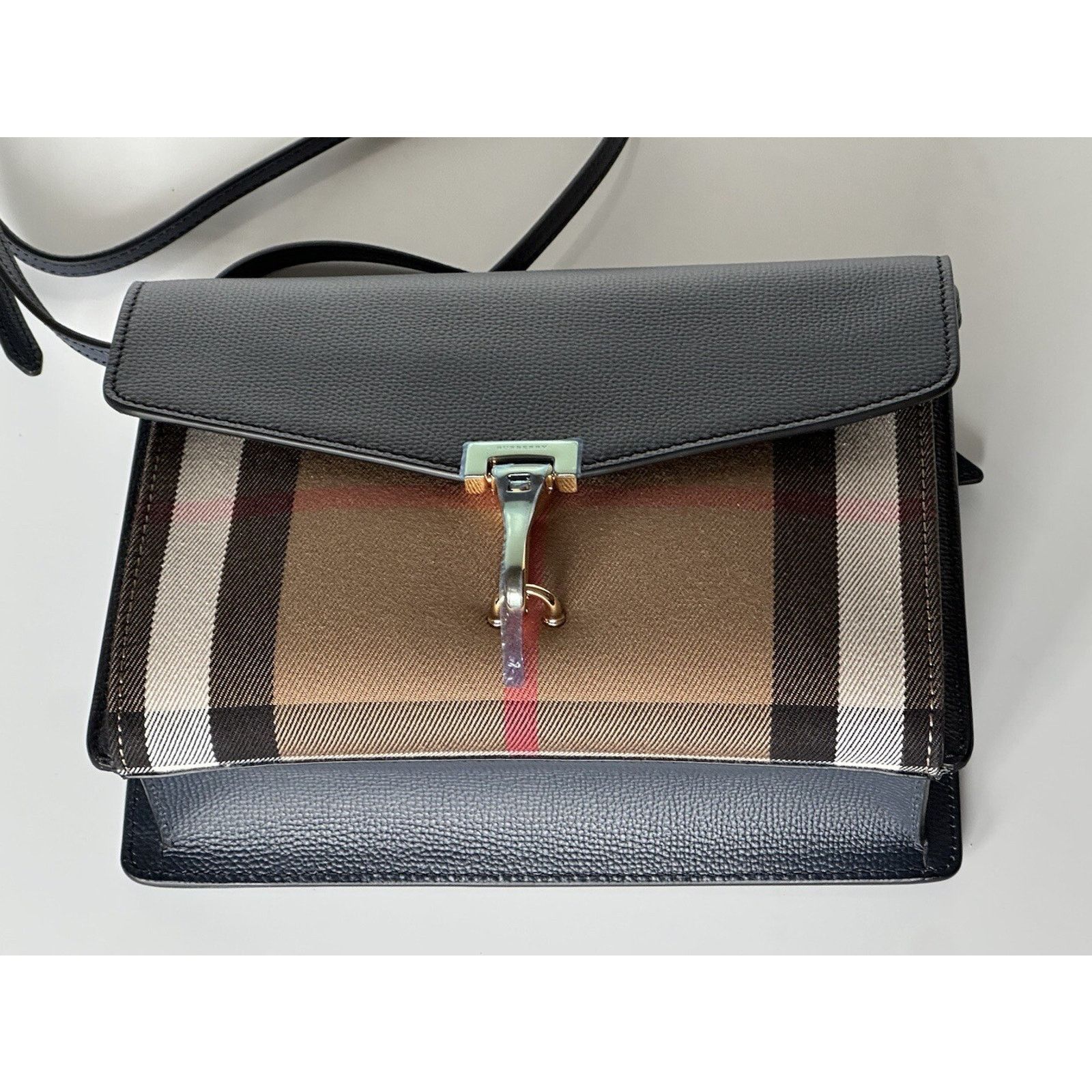 Burberry Burberry Small Macken House Check Derby Bag Blue 39972051 Size ONE SIZE - 7 Thumbnail
