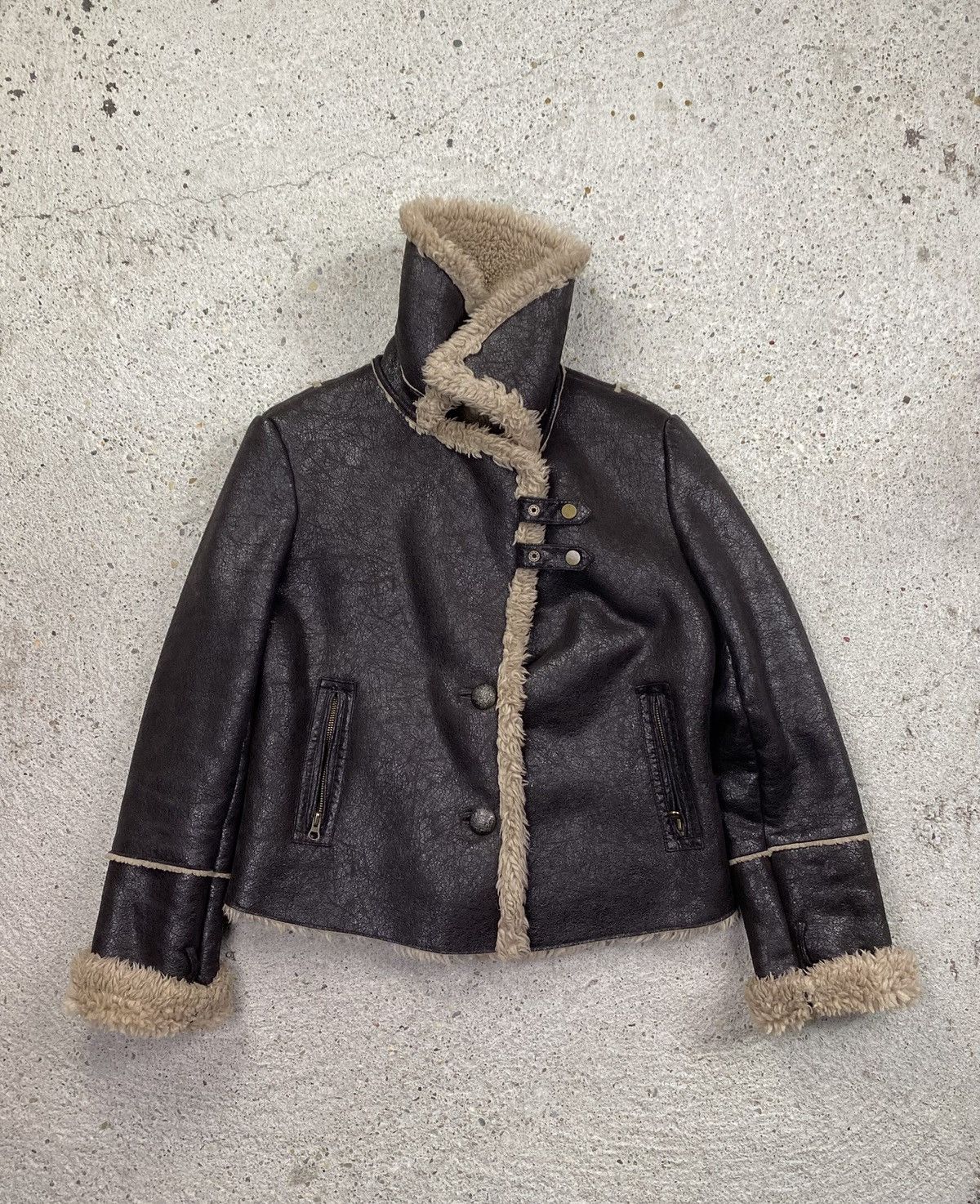 Japanese Brand Rock n blue vintage eco leather jacket japan shearling Size L / US 10 / IT 46 - 1 Thumbnail