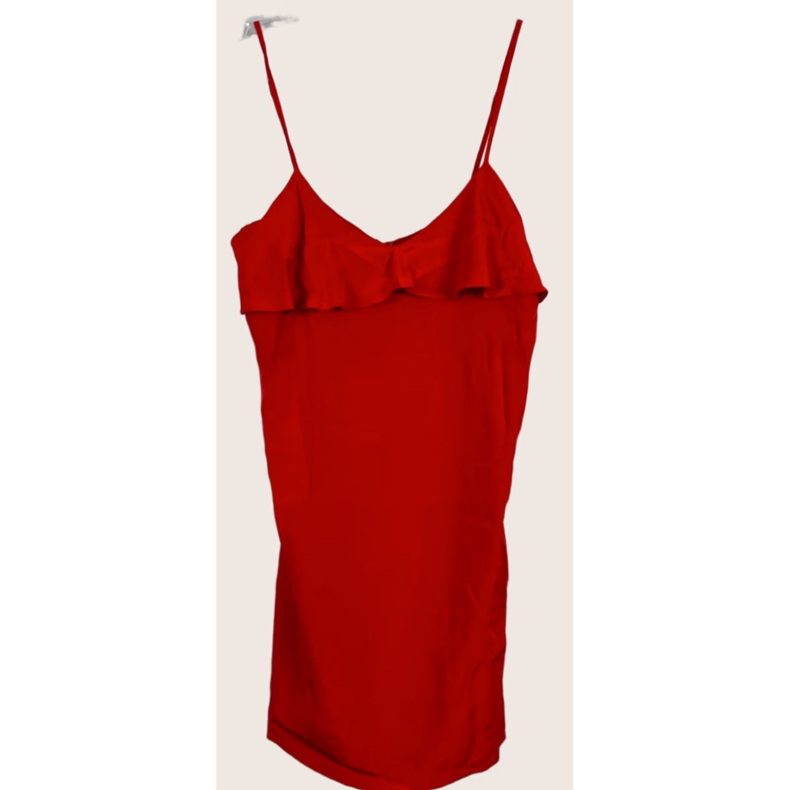 Tibi VINTAGE Tibi Dress Silk Spaghetti Straps Round Ruffle Mini Shift Red Size 4 Womens Size S / US 4 / IT 40 - 1 Thumbnail
