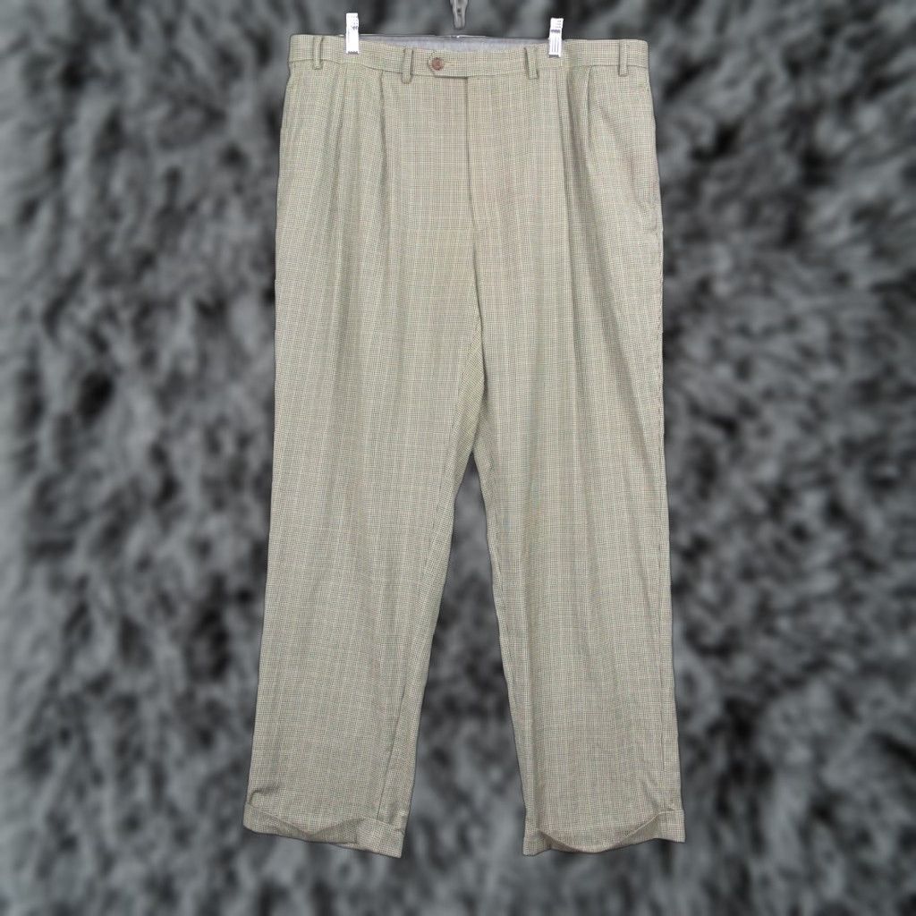 Ralph Lauren Lauren Ralph Lauren Pants Mens 38x30 Brown Houndstooth Pleated Cuffed Dress Size US 38 / EU 54 - 1 Thumbnail