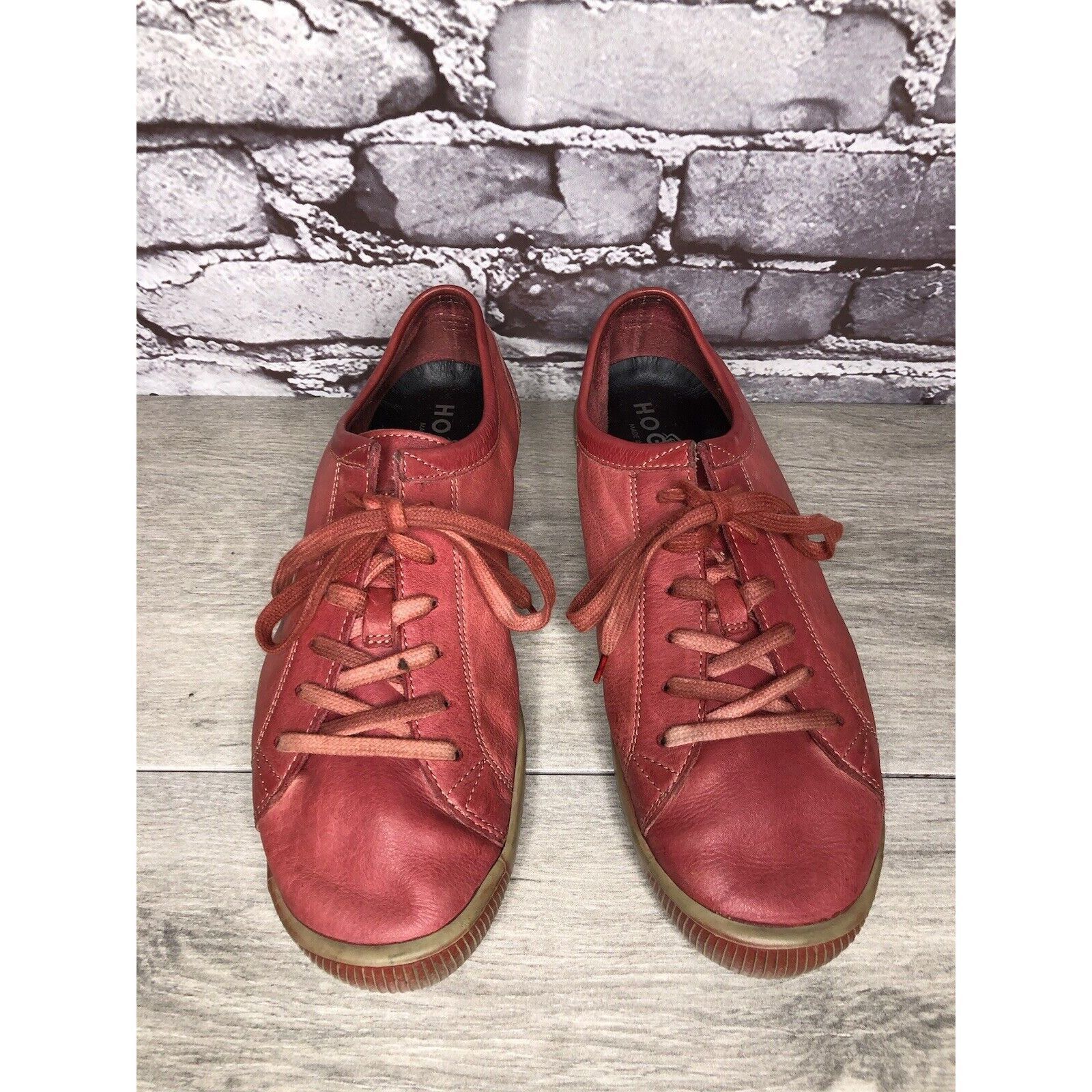 Hogan Hogan Red Leather Casual Comfort Lace Up Sneakers Shoes Wome Size US 9.5 / IT 39.5 - 20 Thumbnail