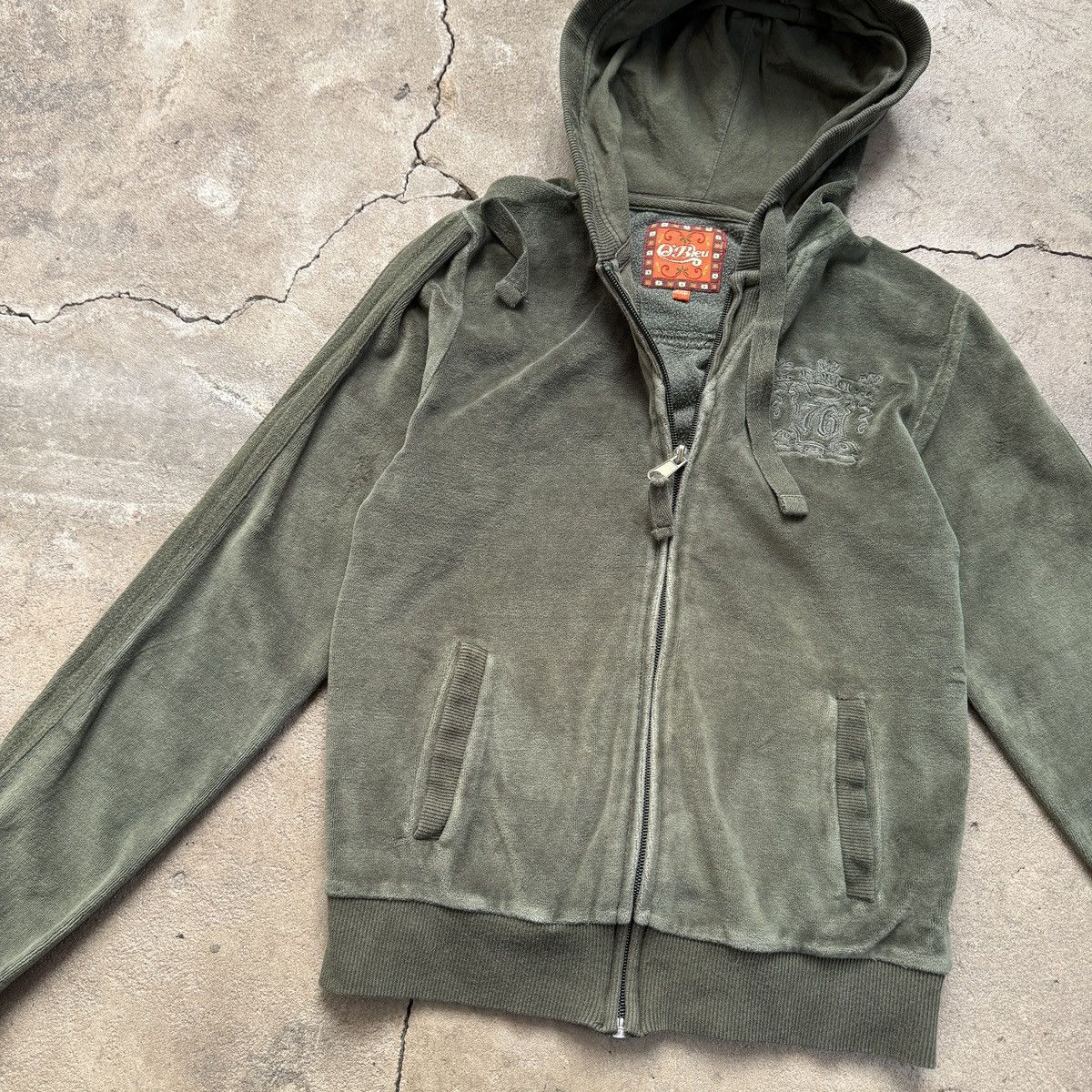 Japanese Brand × Vintage O’Bleu Velour Green Zip Up Hoodie Size XXS / US 00 / IT 34 - 6 Thumbnail