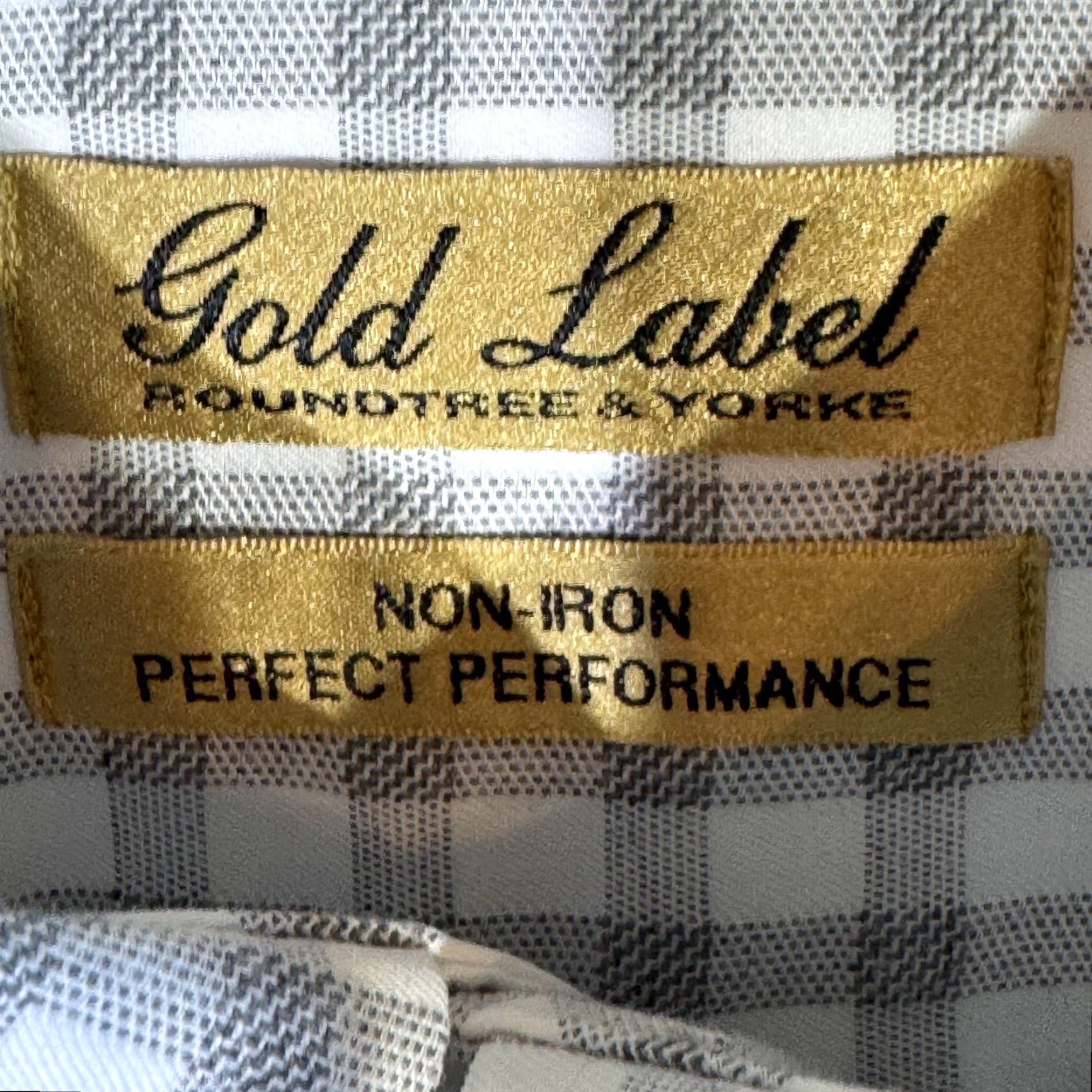 Vintage Gold Label Shirt Men XL Gray Check 100 % Cotton Non Iron Perfect Performance Size US XL / EU 56 / 4 - 7 Thumbnail