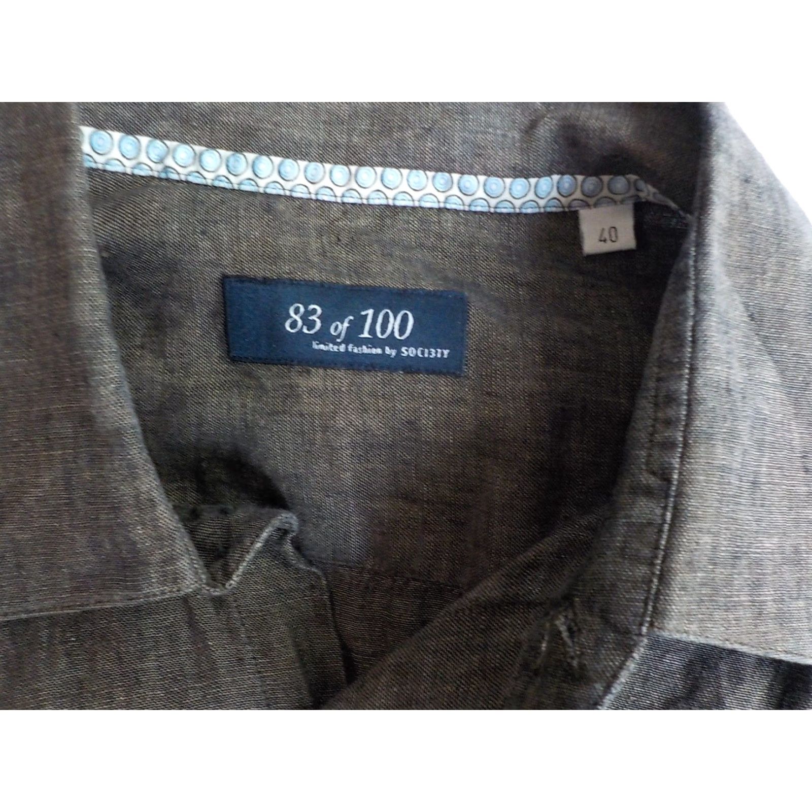 Vintage SOCI3TY LS Button Front Shirt Brown Linen 40 Mens Long Sleeve Solid Collared Button-Up 100% Linen Signed Buttons Size US L / EU 52-54 / 3 - 4 Thumbnail