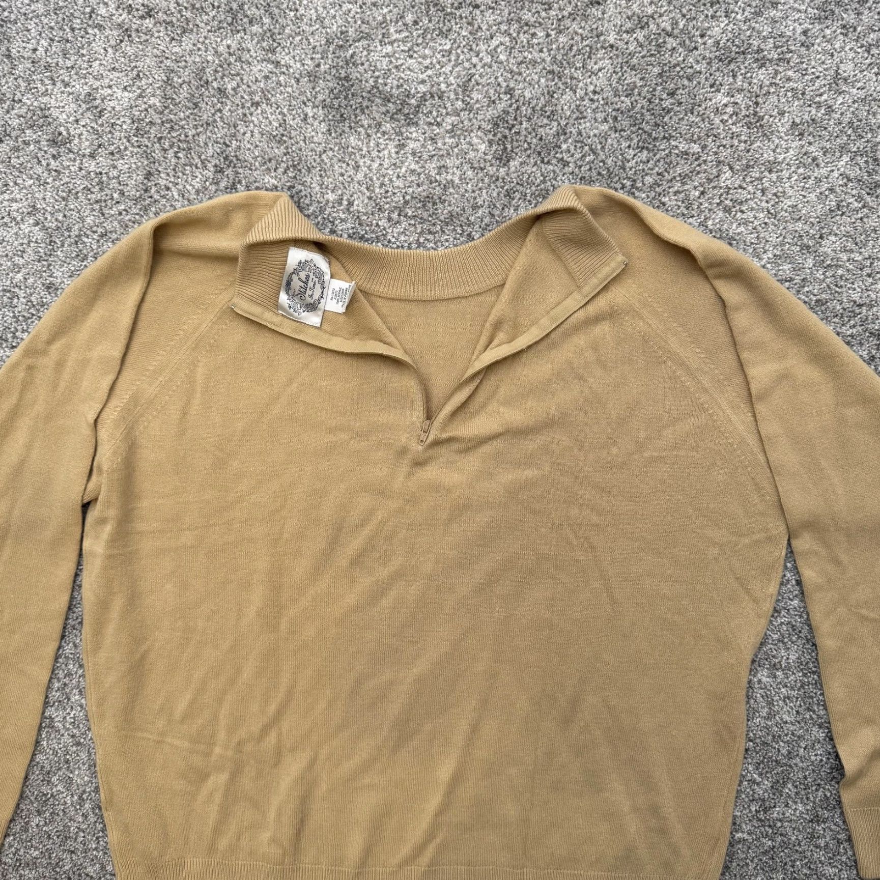 Vintage VINTAGE Stitches In Time Sweater 1X Plus Beige Knit Raglan Sleeve Mock Neck Zipper Pullover Womens Size XL / US 12-14 / IT 48-50 - 8 Thumbnail