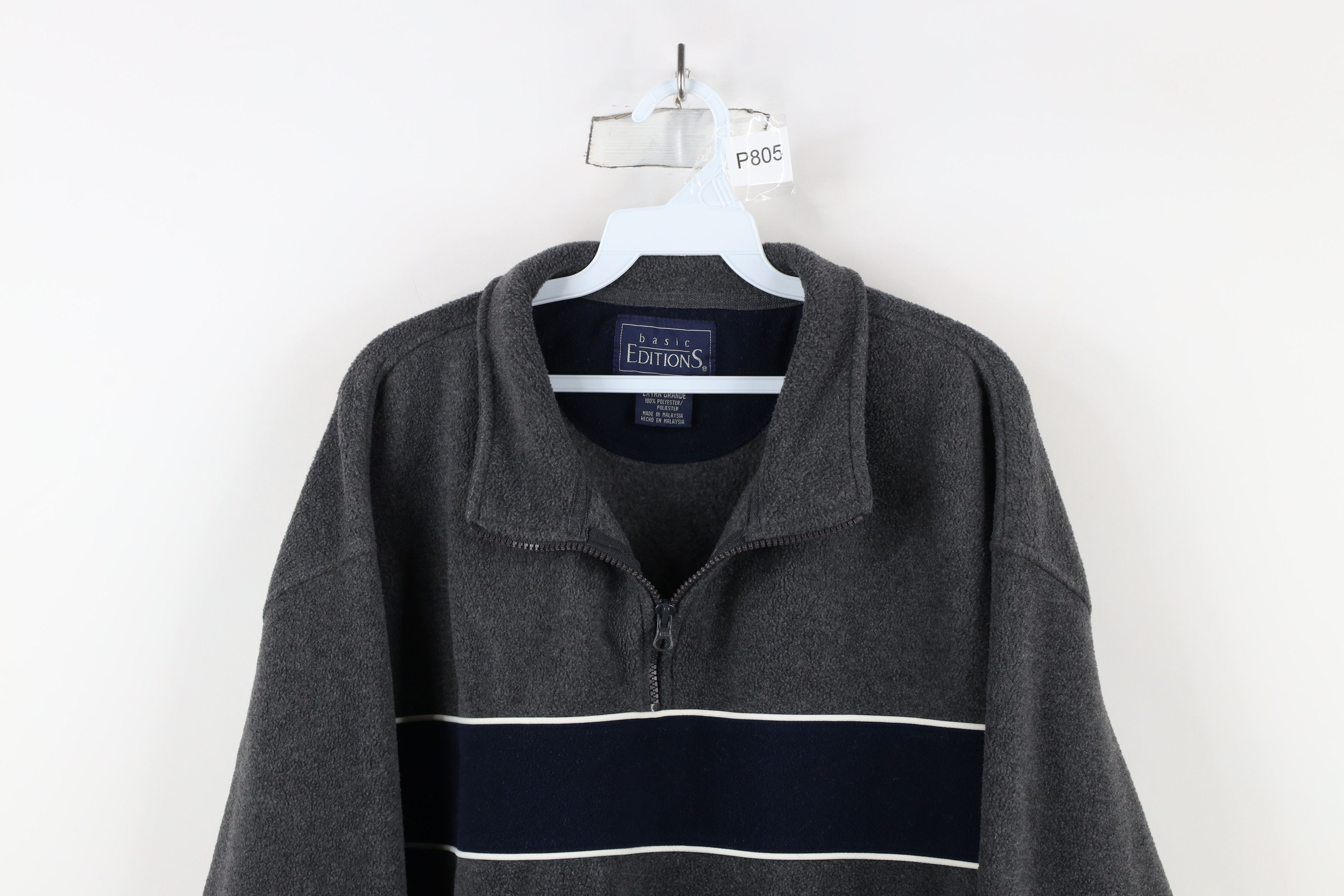Vintage Vintage 90s Streetwear Fleece Half Zip Pullover Sweater Gray Size US XL / EU 56 / 4 - 2 Thumbnail