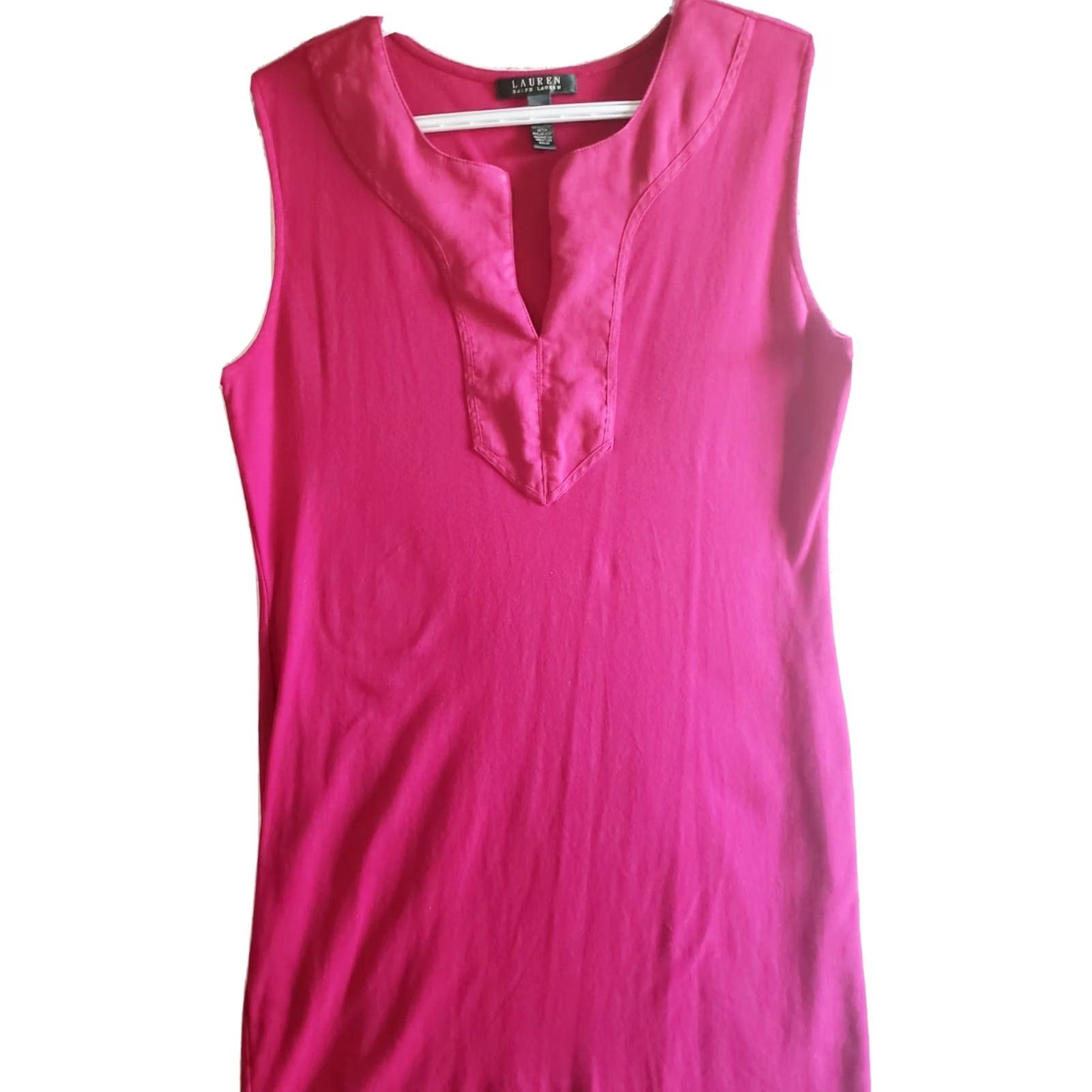 Ralph Lauren LAUREN RALPH LAUREN WOMEN'S XL MAGENTA SPLIT V-NECK SLEEVELESS DRESS Size XL / US 12-14 / IT 48-50 - 2 Thumbnail