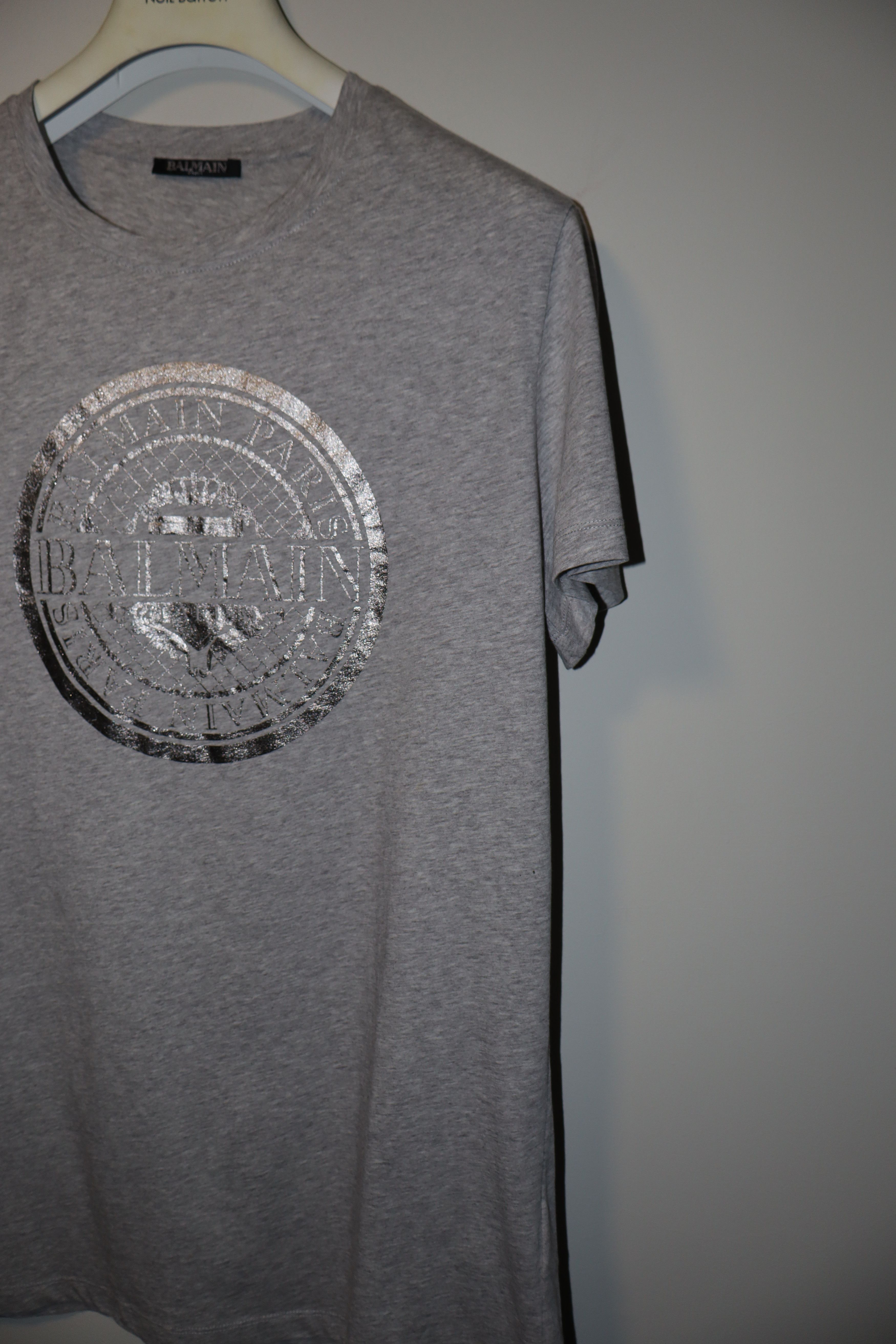 Balmain Silver logo print t-shirt Size US M / EU 48-50 / 2 - 2 Thumbnail