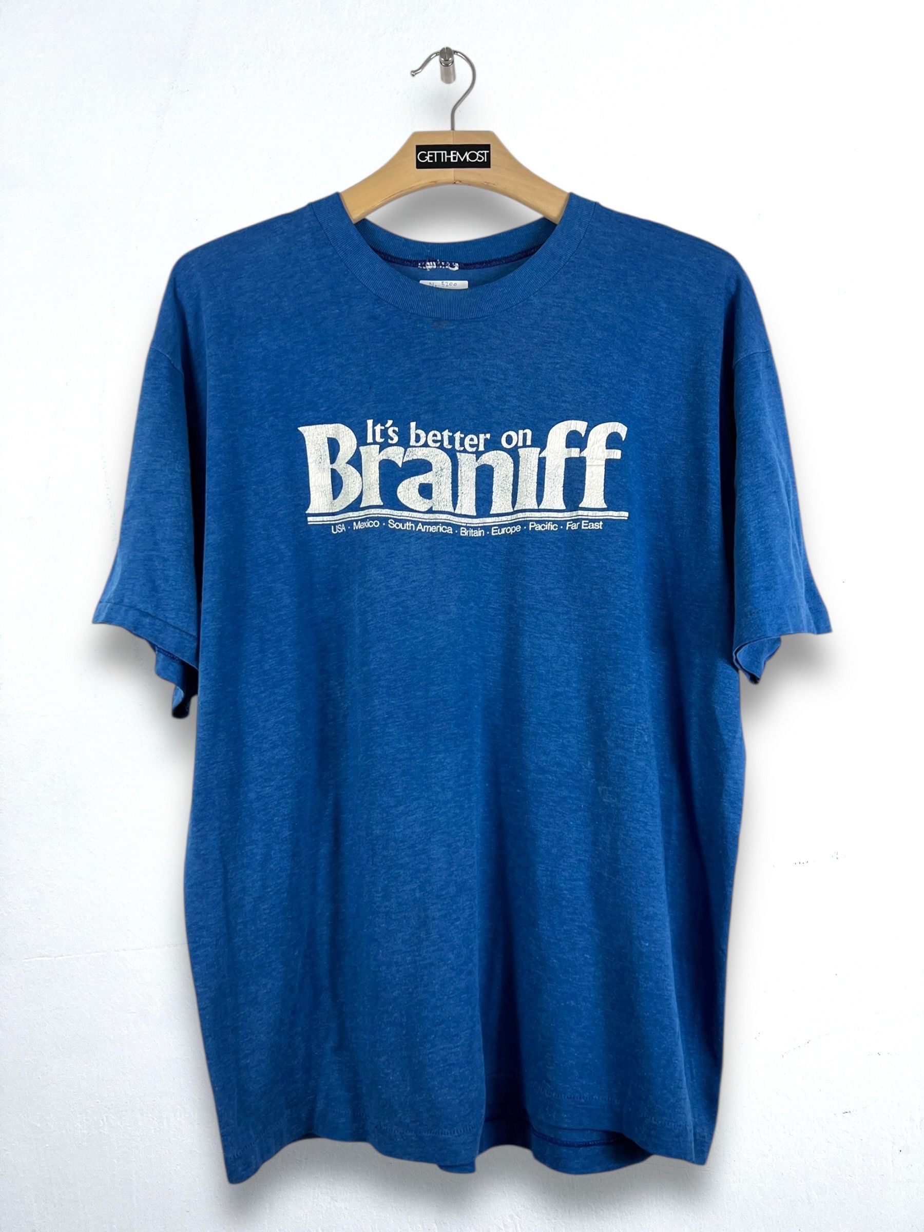 Vintage No.5200 Vintage 90s Braniff Airways Promo Graphic Tee Size US XL / EU 56 / 4 - 1 Thumbnail