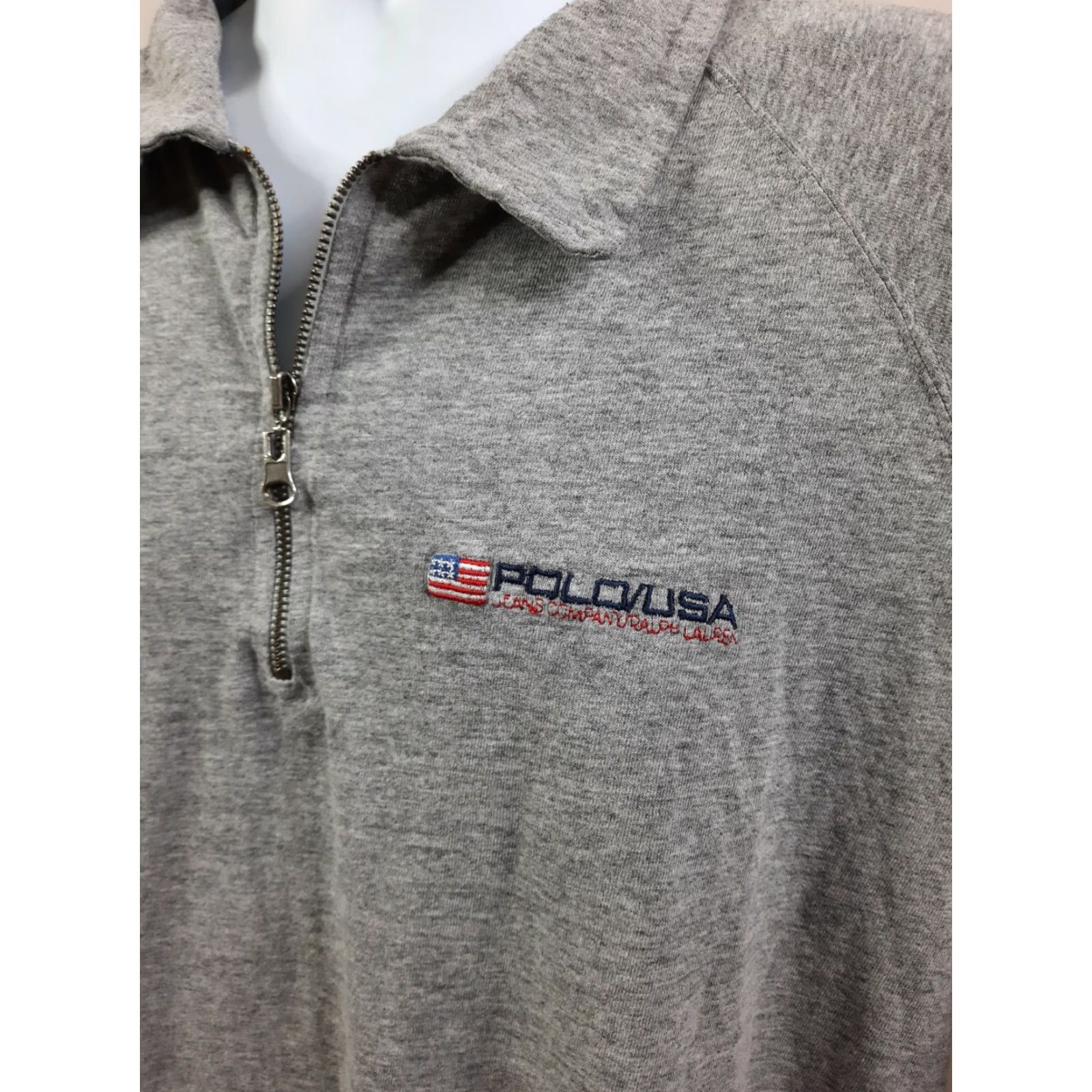 Vintage VINTAGE Polo Jeans Ralph Lauren Co. Men’s XL Polo T Shirt USA Flag 1/4 Zip S2S Size US XL / EU 56 / 4 - 7 Thumbnail