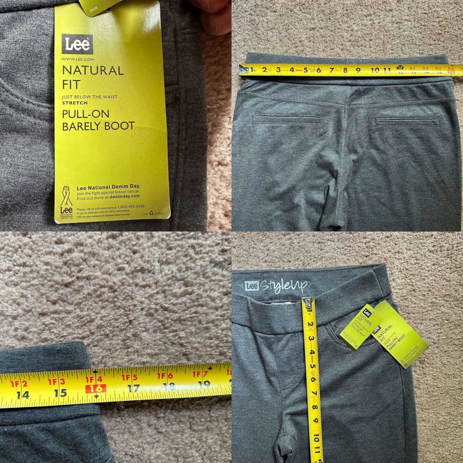 Lee Lee Pants Womens 10 32x33 Polyester Blend Grey Style Up Pull On Natural Fit NWT Size 32" / US 10 / IT 46 - 8 Thumbnail