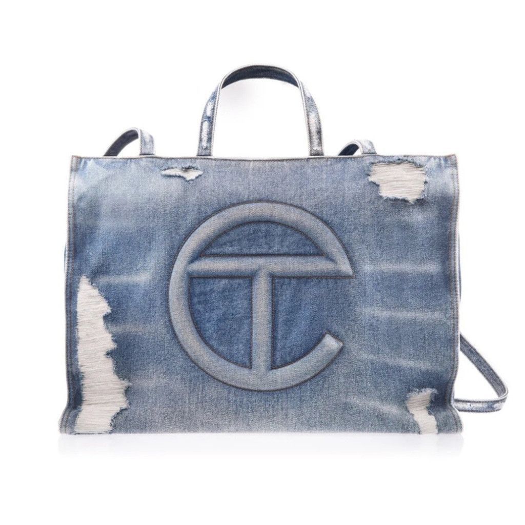 Telfar Large Telfar blue distressed denim Size ONE SIZE - 2 Thumbnail