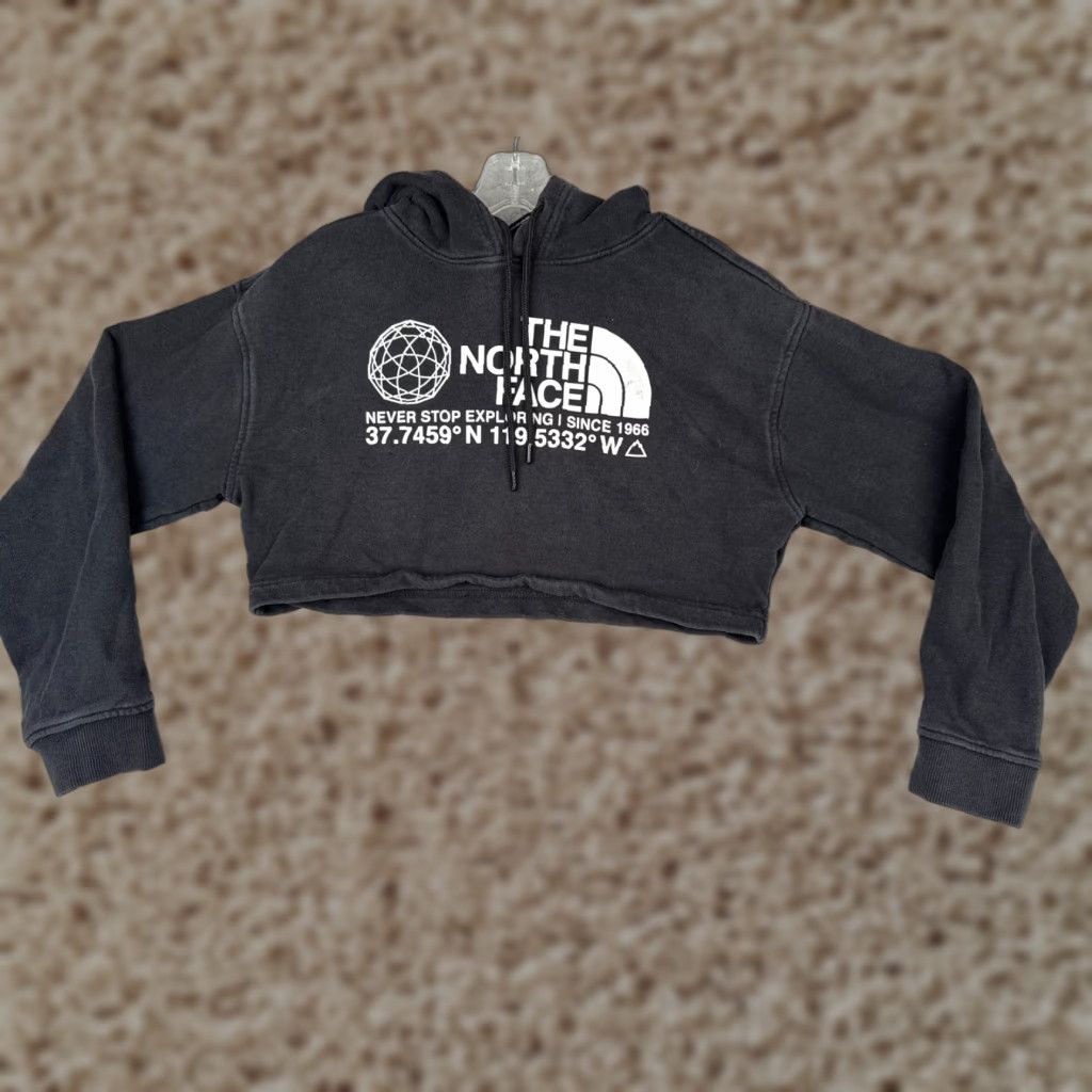 The North Face The North Face Hoodie Womens Small Black Crop Pullover Cotton Blend READ Size S / US 4 / IT 40 - 1 Thumbnail