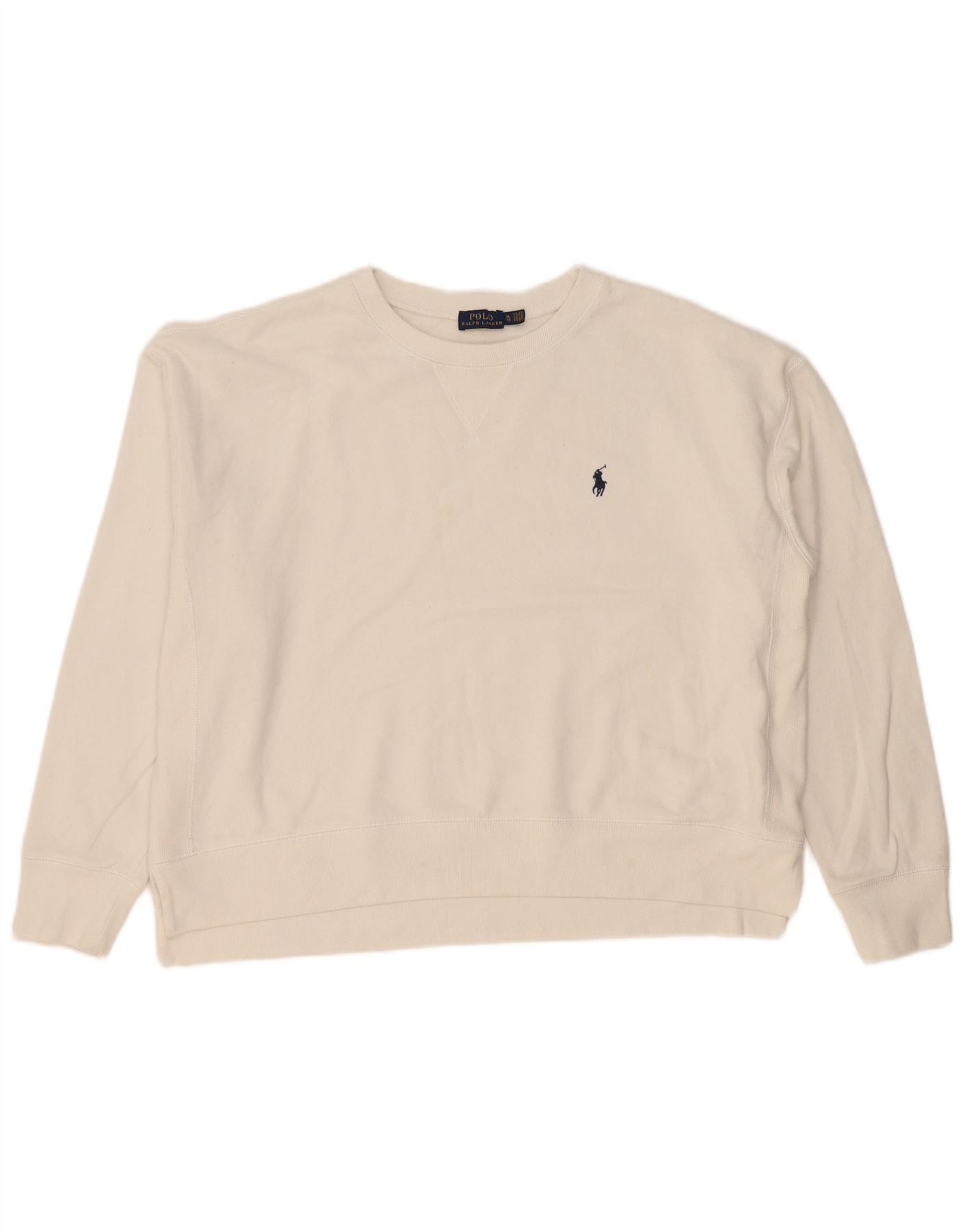 Polo Ralph Lauren Womens Overd Sweatshirt Jumper UK 18 XL White Cotton Size XL / US 12-14 / IT 48-50 - 1 Thumbnail