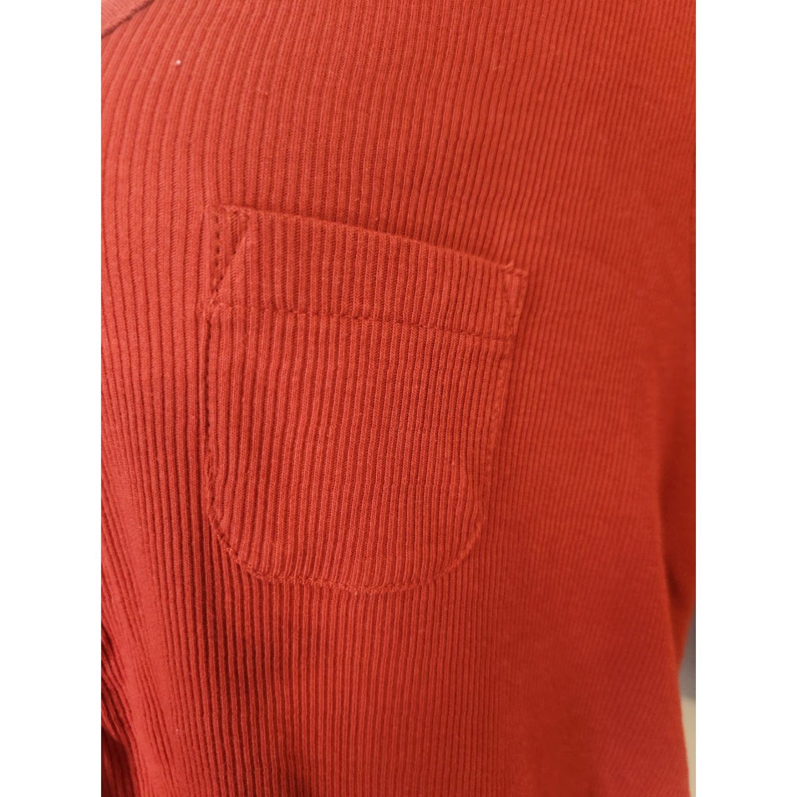 Vintage VINTAGE: No (omit) Woman Within Rust Orange Layered Look Henley Ribbed Tunic Top 4X Size XXL / US 16-18 / IT 52-54 - 3 Thumbnail