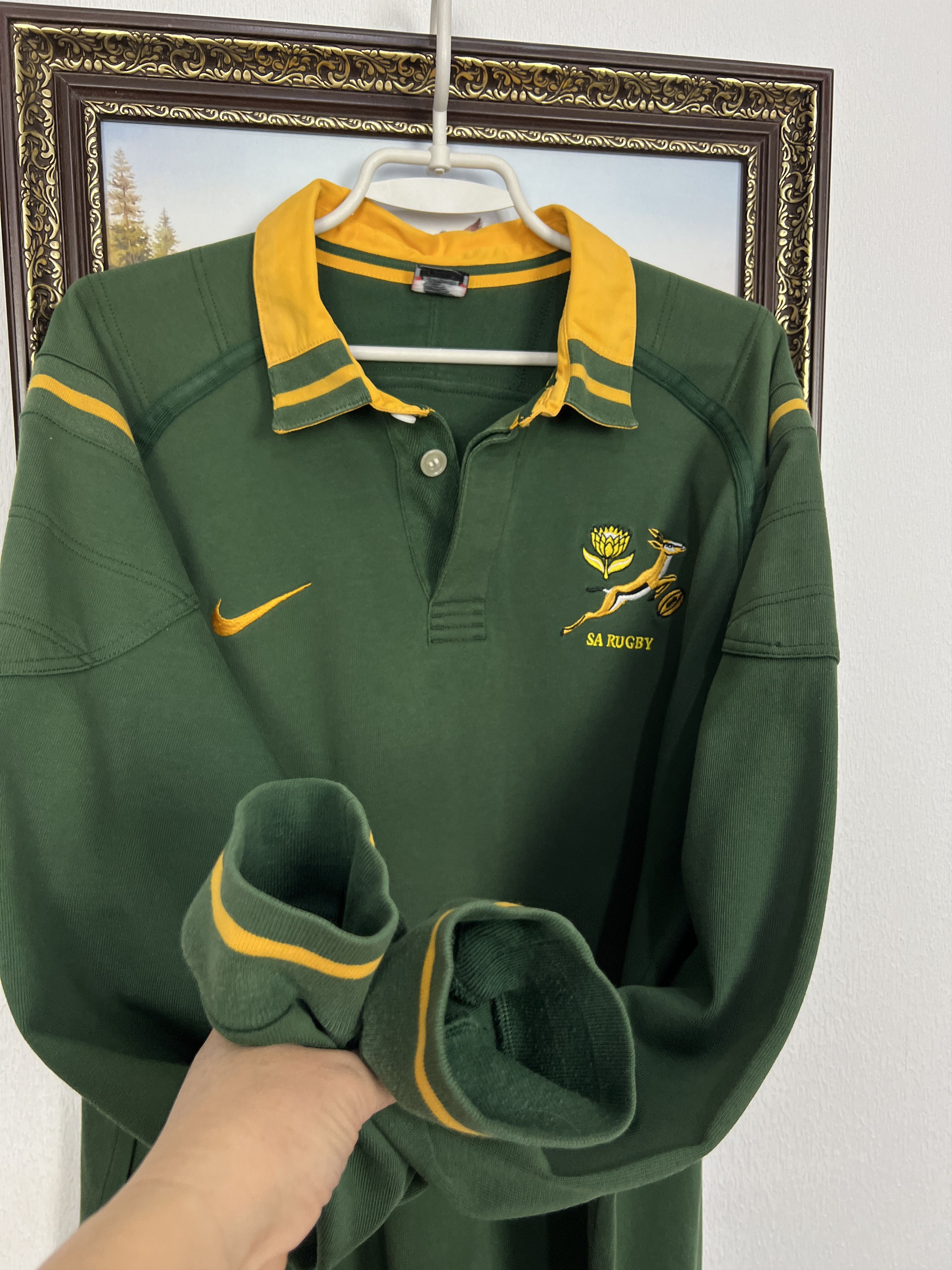 Nike South Africa Rugby Union Long Sleeve Jersey Trikot Shirt Size US XL / EU 56 / 4 - 6 Thumbnail