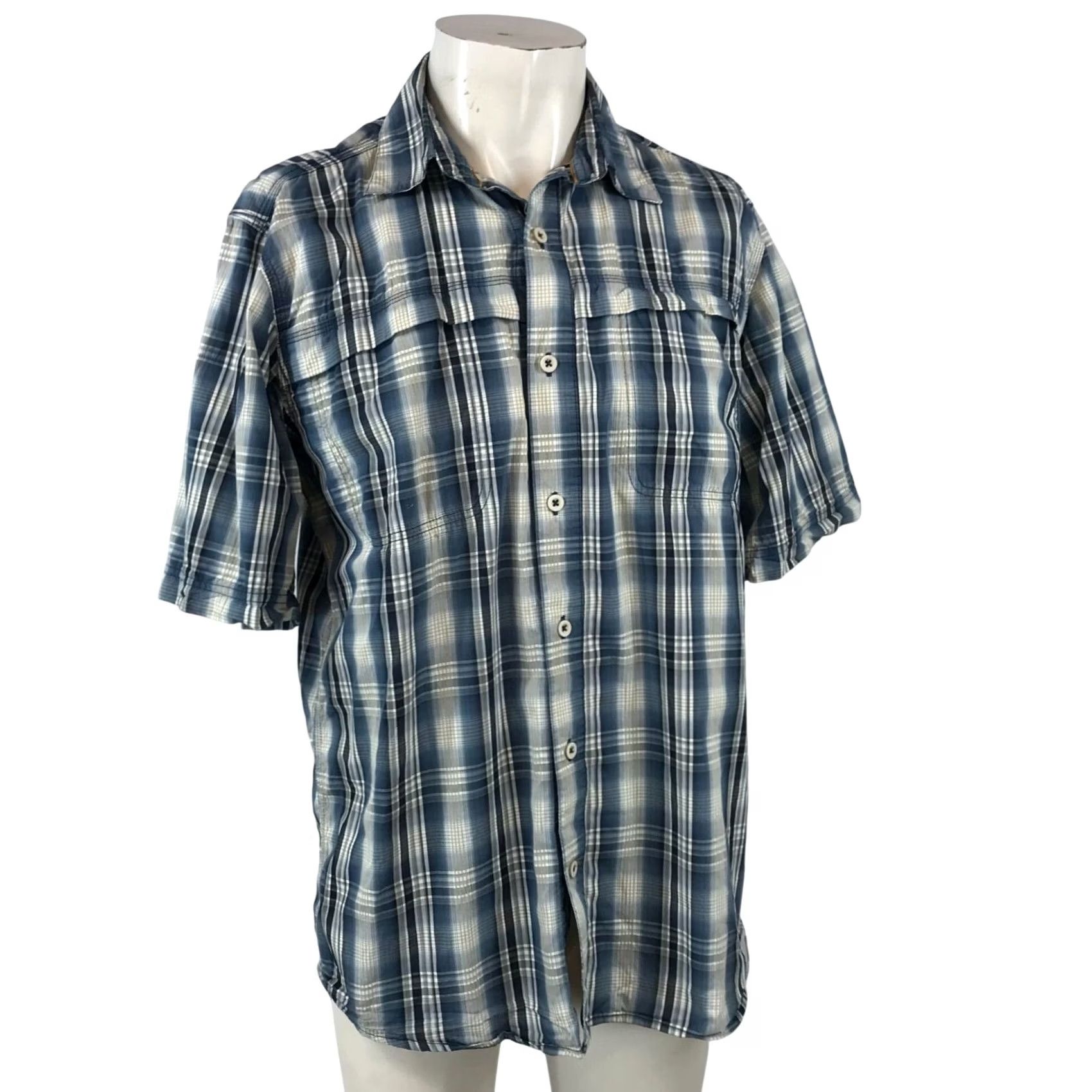 Carhartt CARHARTT Mens Medium Blue Plaid Short Sleeve Button Up Collared Shirt Size US M / EU 48-50 / 2 - 2 Thumbnail