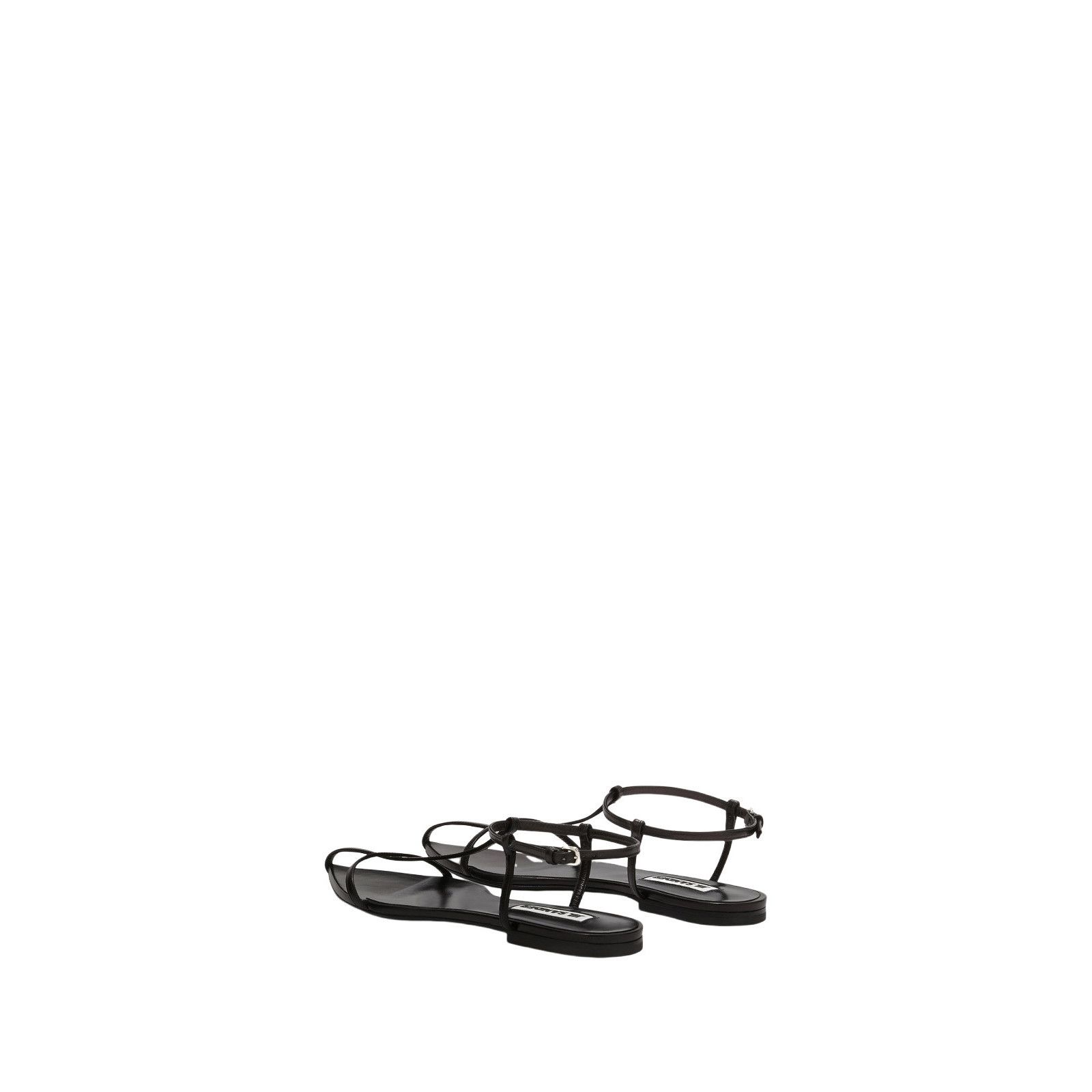 JIL SANDER $790 Black Leather Pointed-Toe Flat Sandals New A