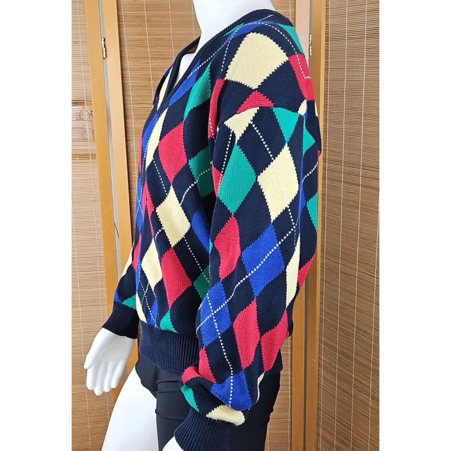 Pringle Of Scotland Pringle Argyle Sweater Mens L Preppy Cotton Heavyweight V Ne Size US L / EU 52-54 / 3 - 6 Thumbnail
