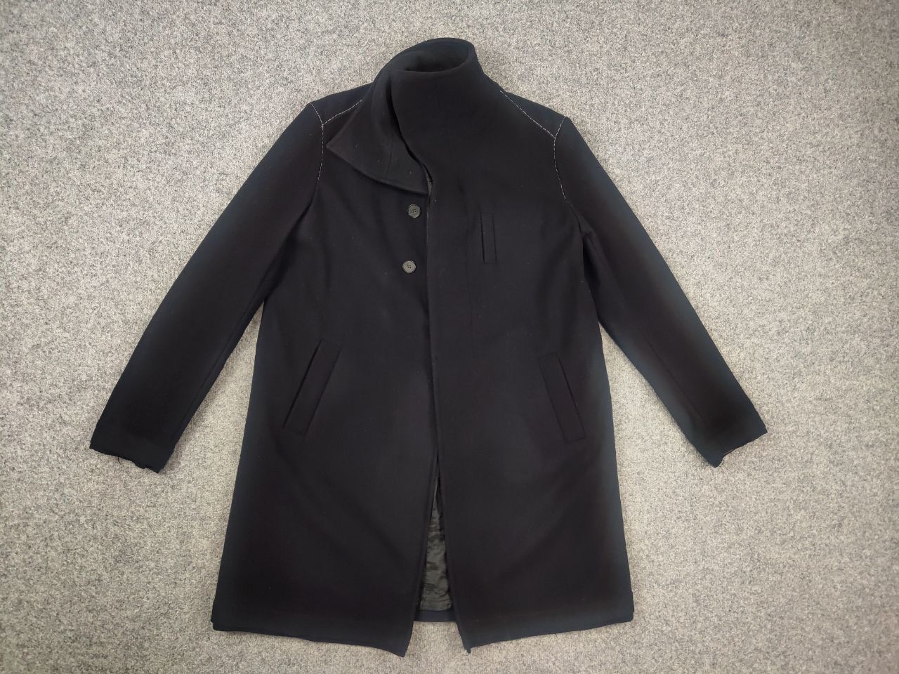 Japanese Brand Umit Unal Navy Wool asymmetrical Handmade Coat Jacket Size US M / EU 48-50 / 2 - 2 Thumbnail