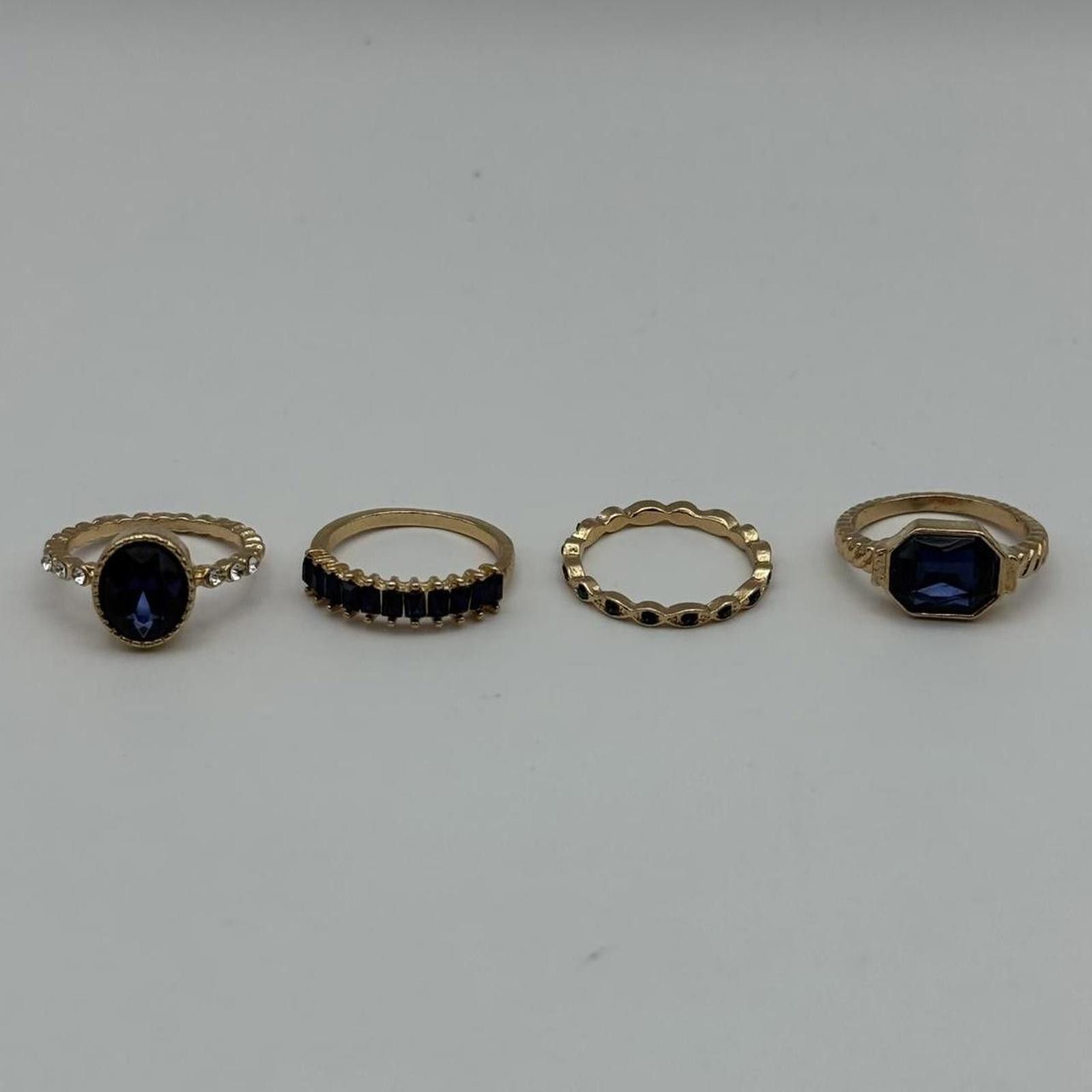 Other vintage style gold and blue sapphire ring 4 piece set Size ONE SIZE - 4 Thumbnail