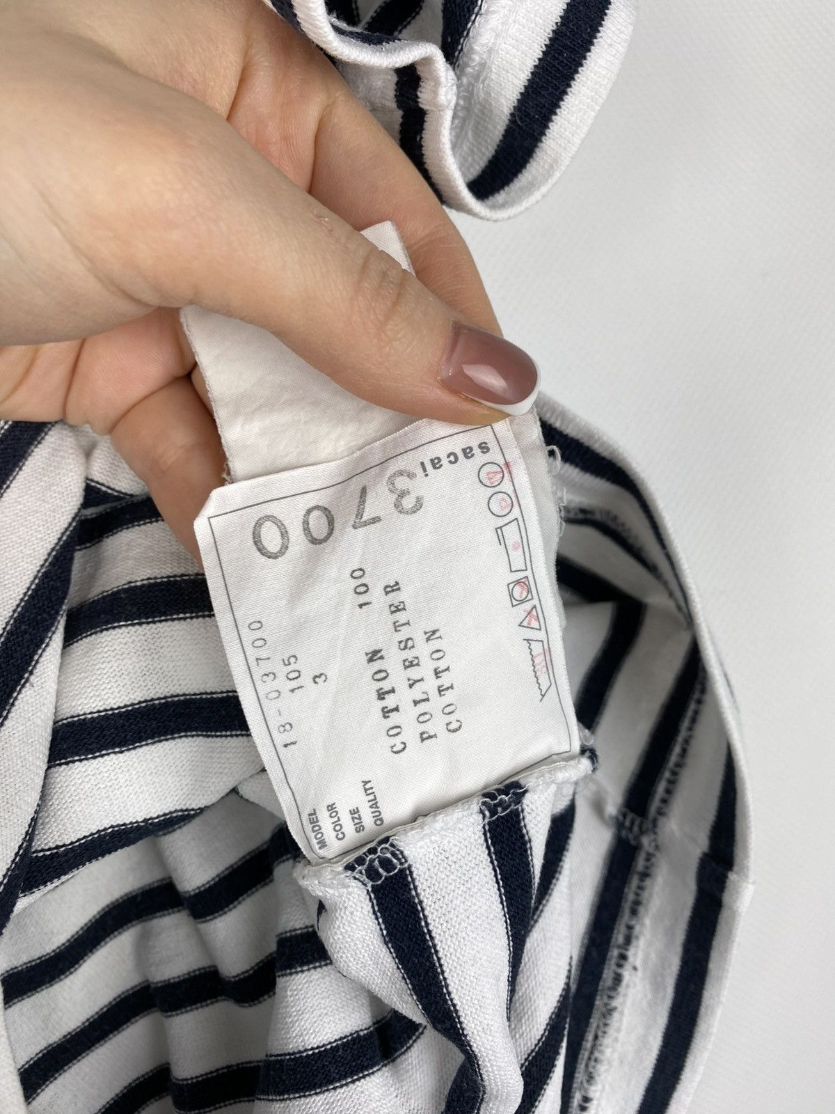 Japanese Brand × Sacai Sacai ladies striped back zip chest pocket t shirt size 3 Size L / US 10 / IT 46 - 10 Thumbnail