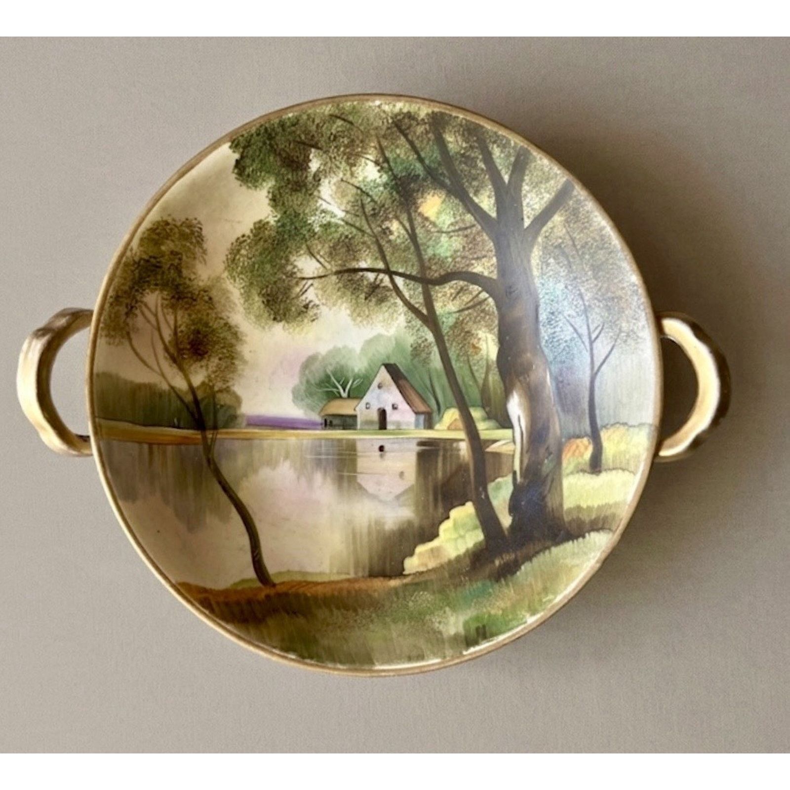 Other Atq Nippon Hand Painted Gilded Double Handled Pedestal Bowl Size ONE SIZE - 1 Thumbnail