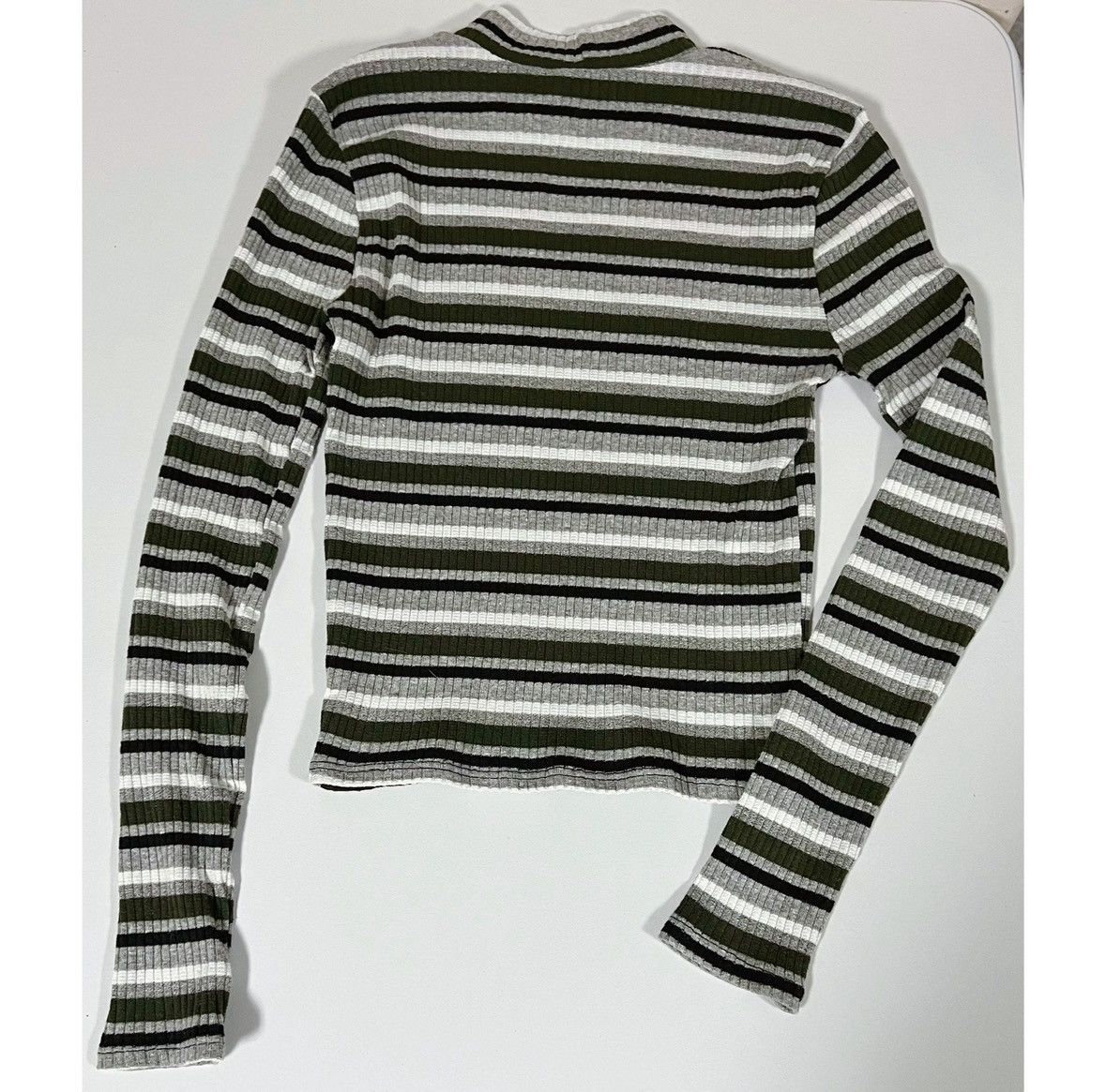Vintage Olive Striped Long Sleeve Turtleneck Shirt Top Blouse Size S Size S / US 4 / IT 40 - 3 Thumbnail