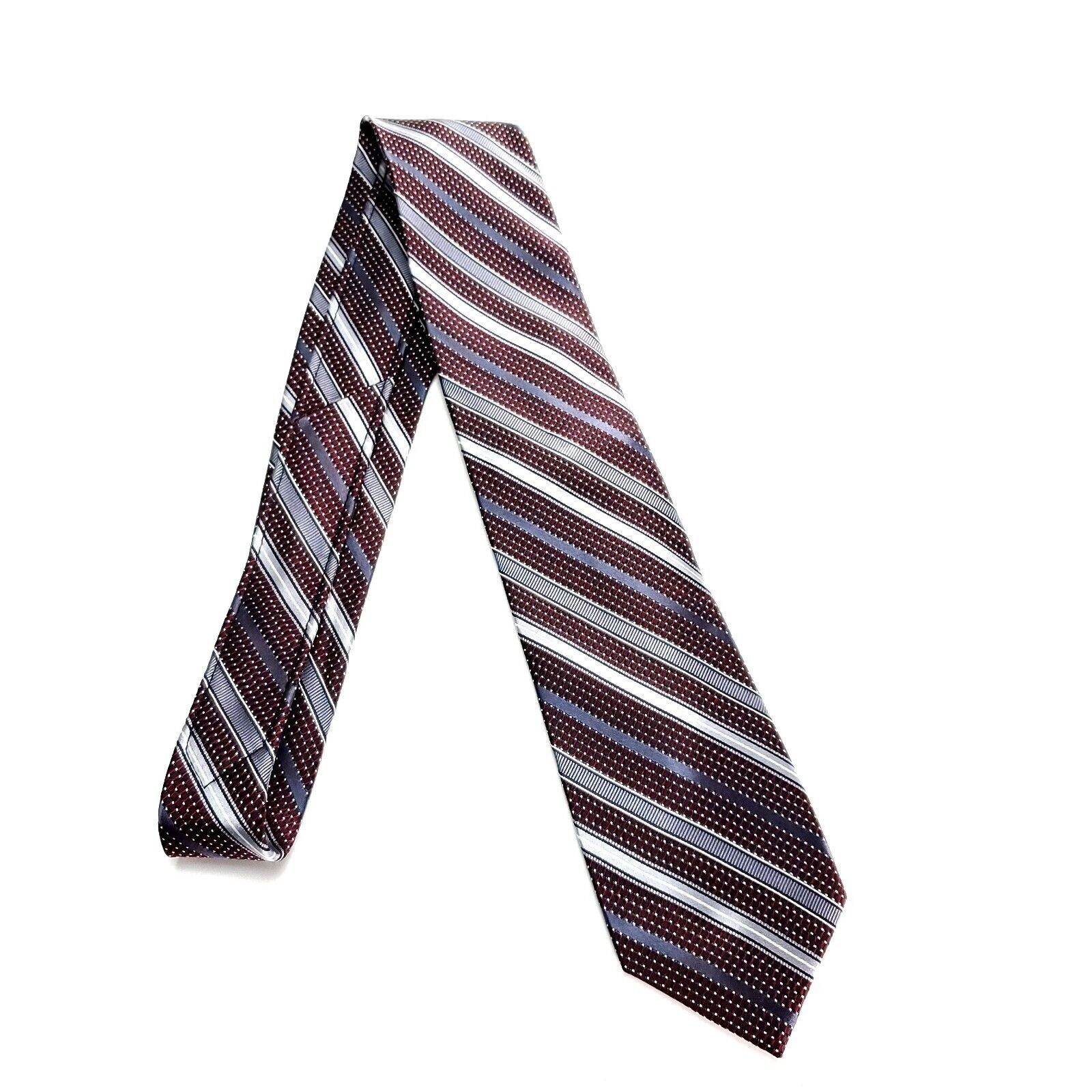 Pronto Uomo Pronto Uomo Silk Tie Woven Red Silver Striped Polka Dot Skin Size ONE SIZE - 6 Thumbnail