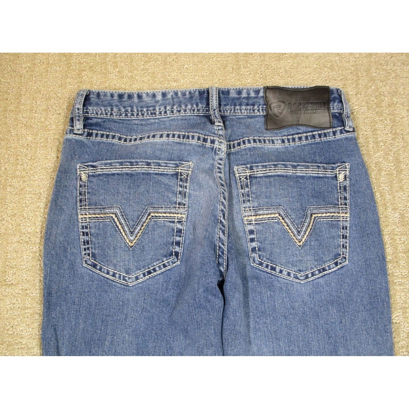 Pistola Rock and Roll Cowboy Rock & Roll Jeans Men 31x34 Blue Bootcut Pistol Stackable Jeans Light Wash Denim Regular Mens Size US 31 - 6 Thumbnail