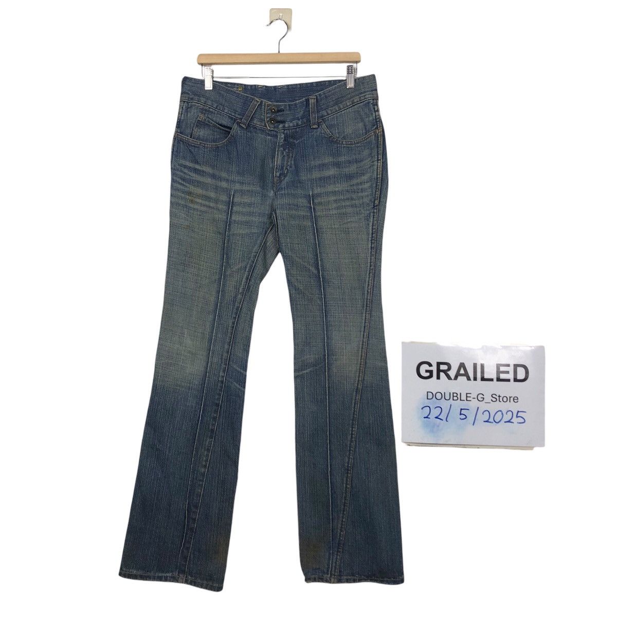 Japanese Brand Buffalo Jeans Y2K Moto Seam Denim — Early 2000s Archive Fade Size 33" - 1 Thumbnail