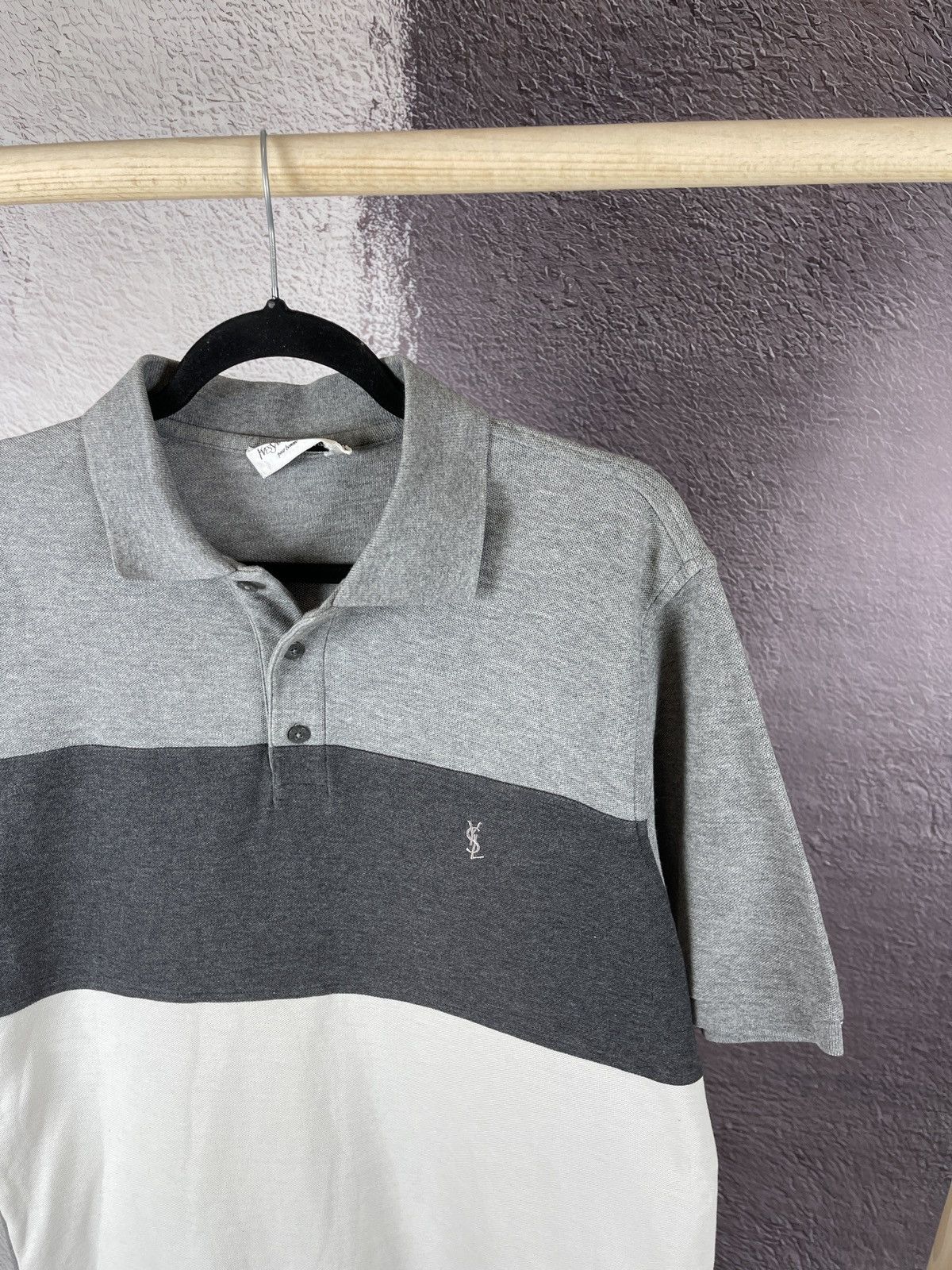 Vintage Yves Saint Laurent triple colour blocked polo tee shirt Size US L / EU 52-54 / 3 - 4 Thumbnail