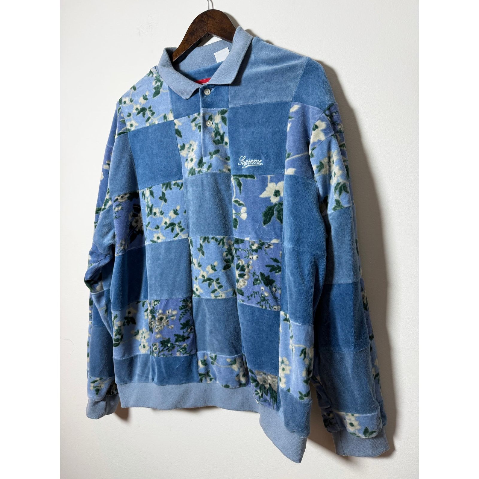 Supreme Floral Patchwork Velour L/S Polo